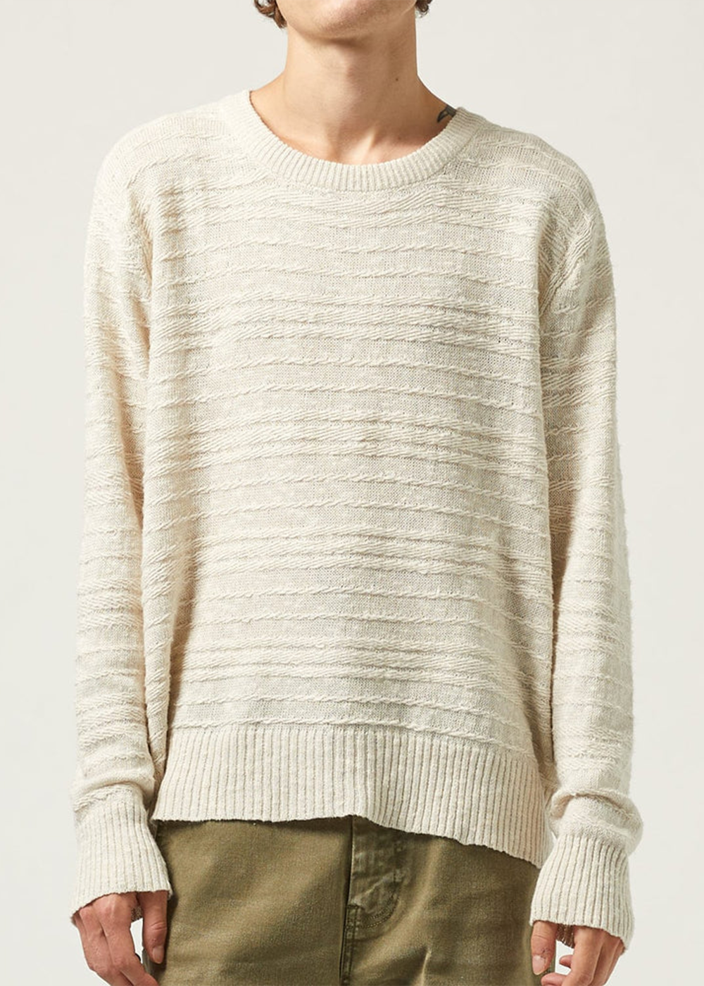 Linen Silk Crewneck Sweater - Natural - Corridor Clothing Canada - Danali