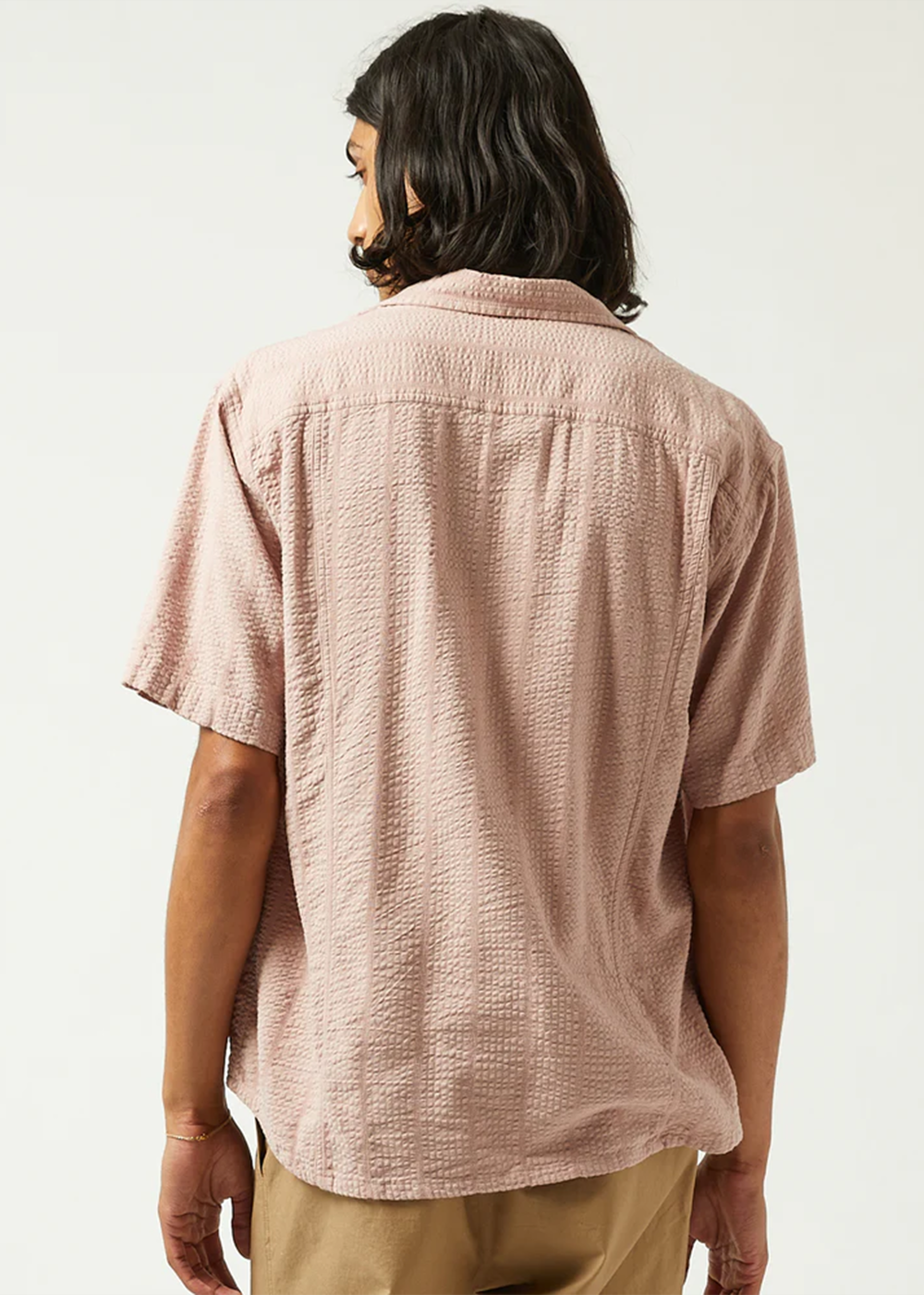 Striped Seersucker Short Sleeve Shirt - Pink - Corridor Canada - Danali