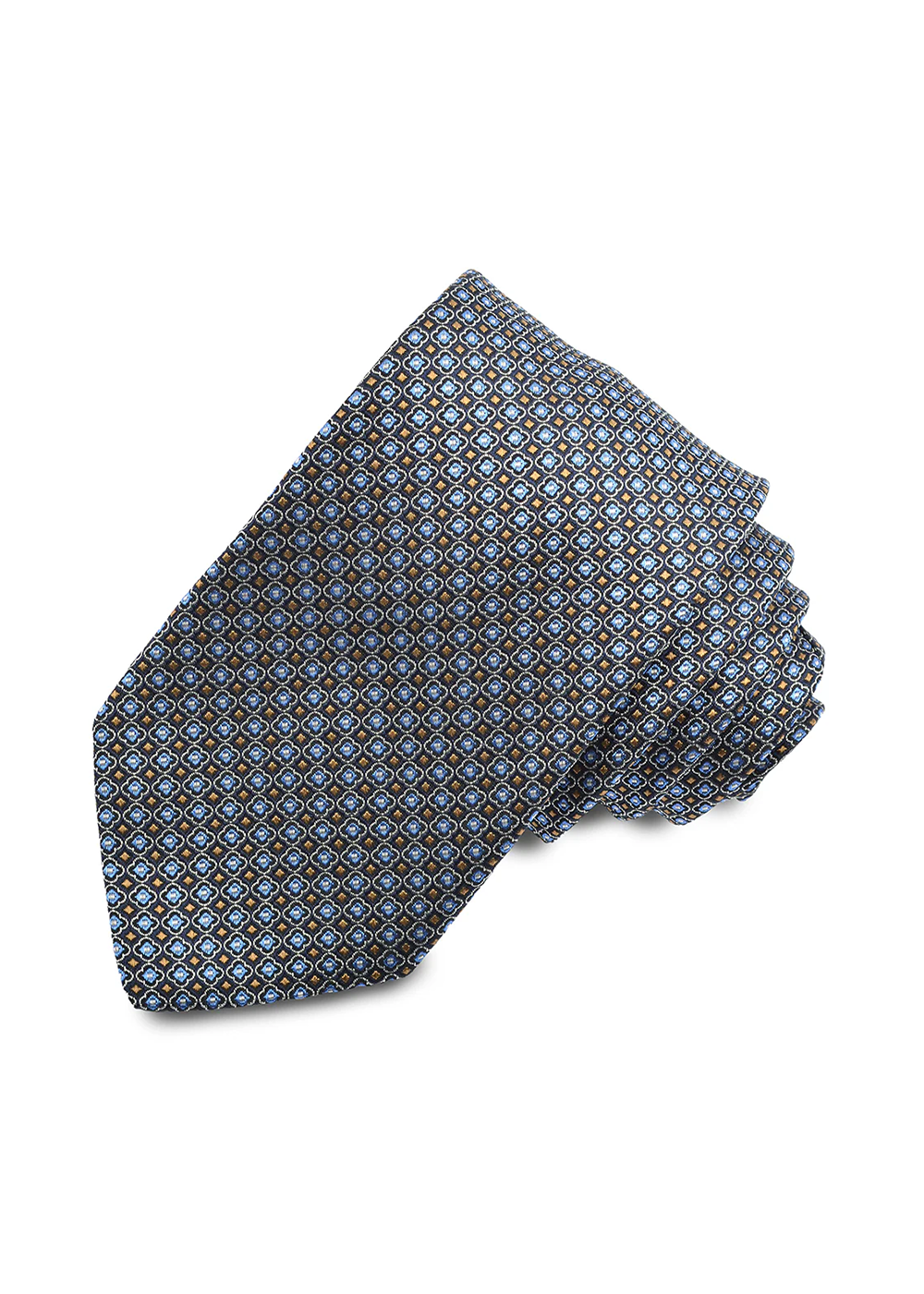 Silk Jacquard Floral Tie - Blue/Caramel - Dion Canada - Danali