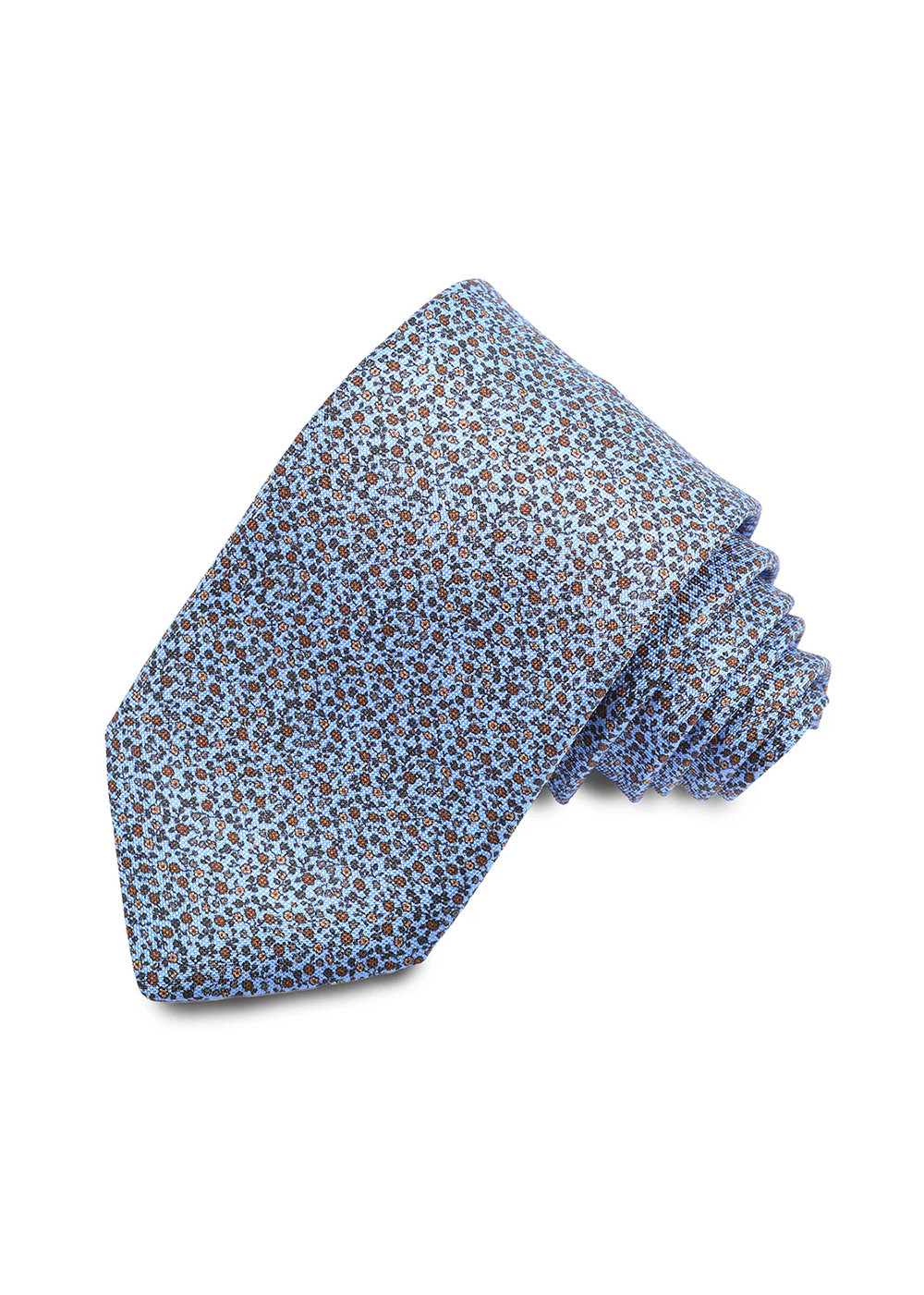 Silk Printed Floral Tie - Sky/Brown - Dion Canada - Danali
