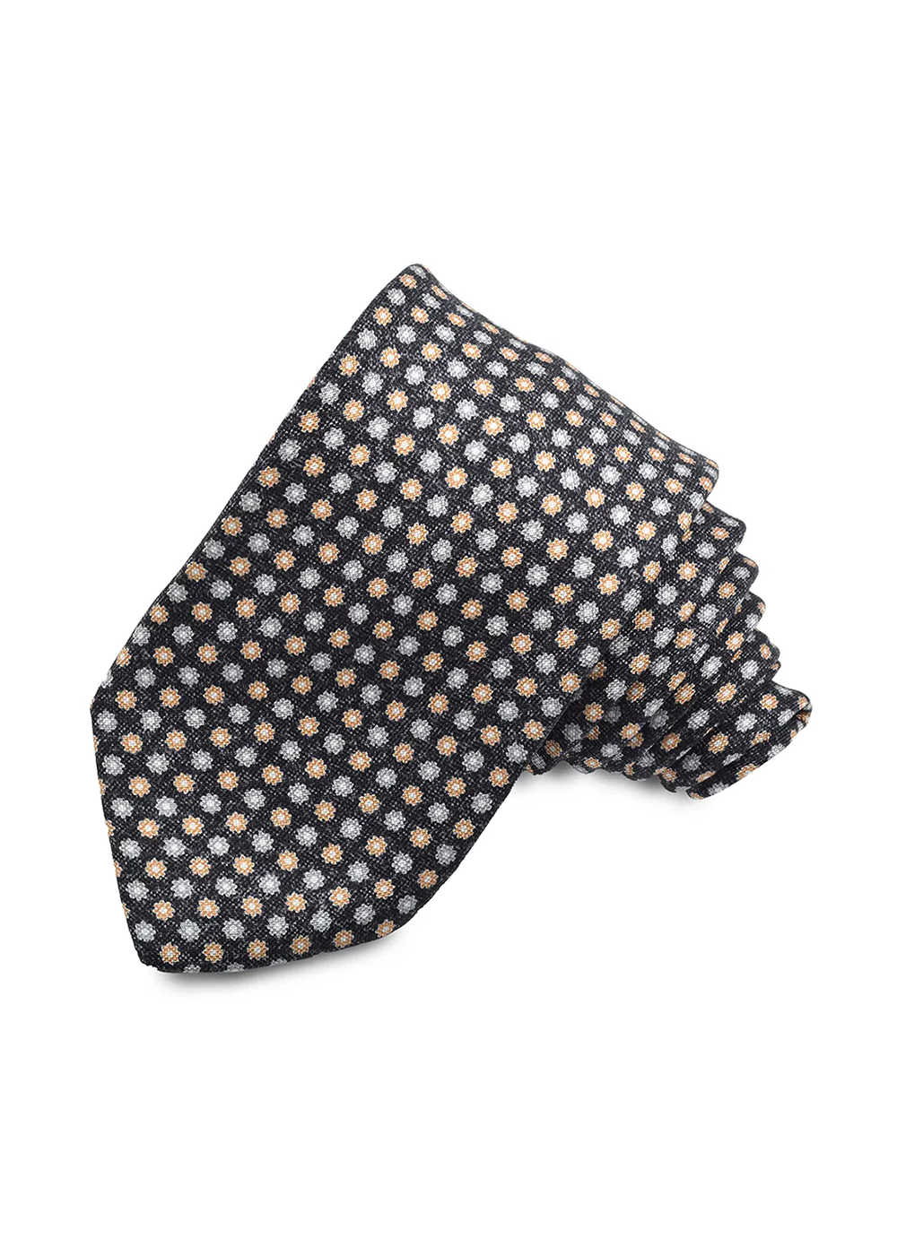 Silk Printed Micro Floral Tie - Tan/Silver - Dion Canada - Danali