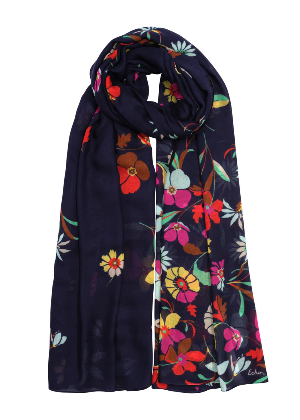Falling Flowers Wrap - Navy - Echo Canada - Danali