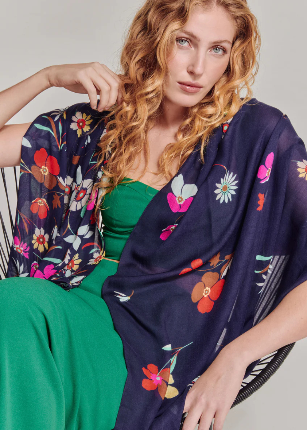 Falling Flowers Wrap - Navy - Echo Canada - Danali