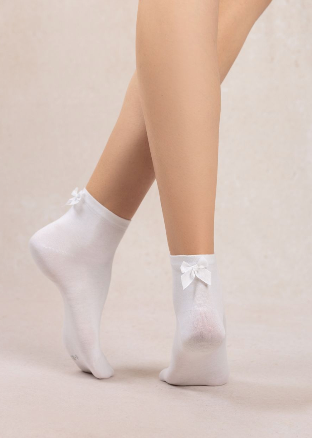Solid Bow Ankle Socks - White - Bleuforet Canada - Danali - FBU6604
