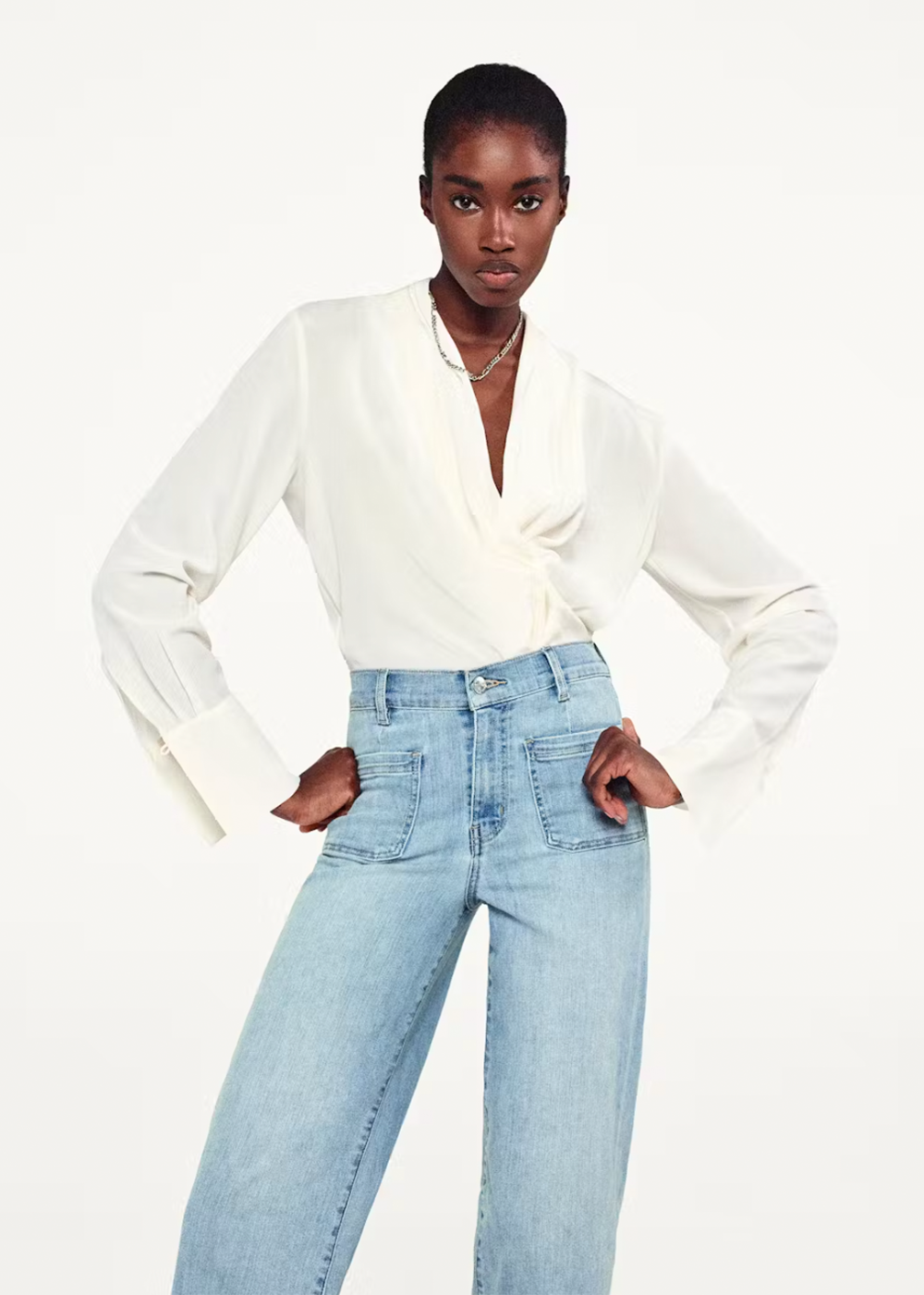 Shawl Collar Blouse - Cream - FRAME Canada - Danali