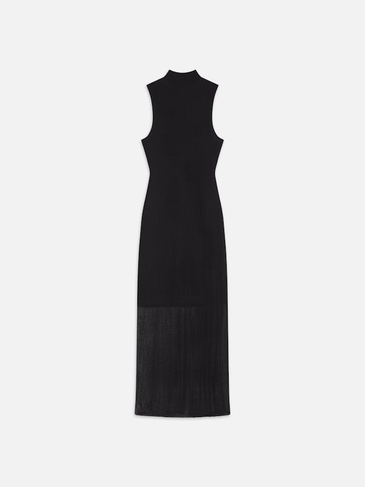 Sleeveless Mesh Mockneck Dress - Black - FRAME Denim Canada - Danali