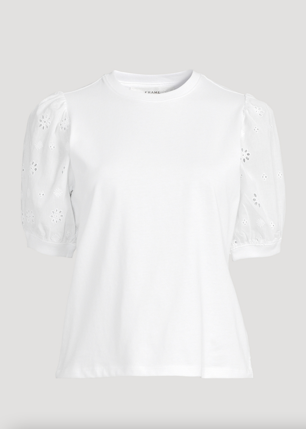 The Lace Sleeve Tee- White - FRAME Jeans Canada - Danali