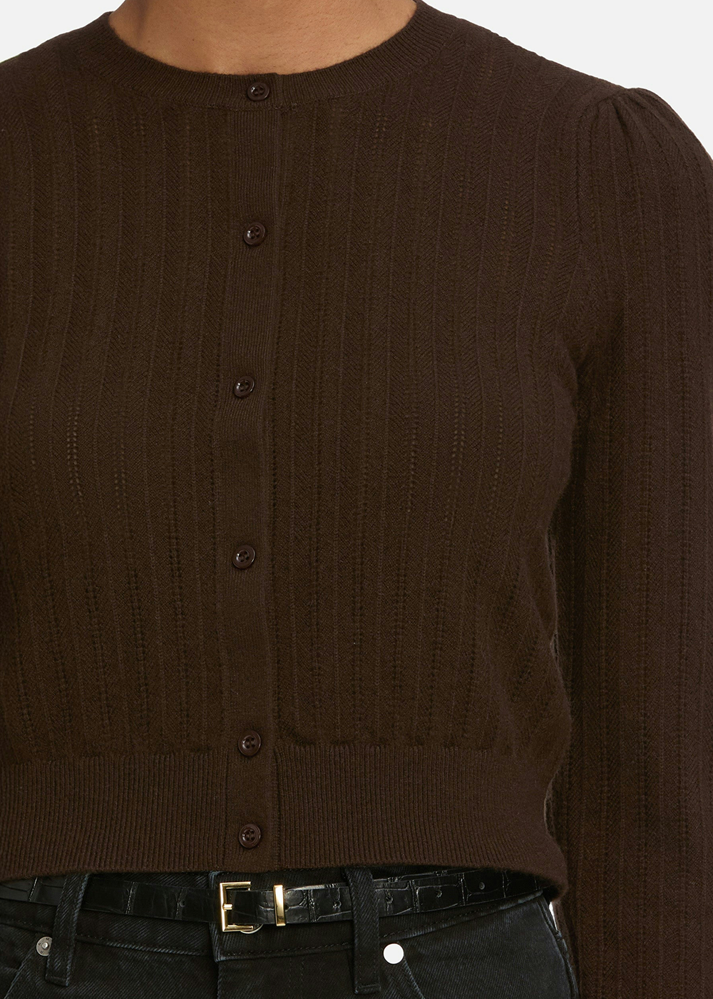 The Ladder Pointelle Cardigan - Coffee - FRAME Canada - Danali