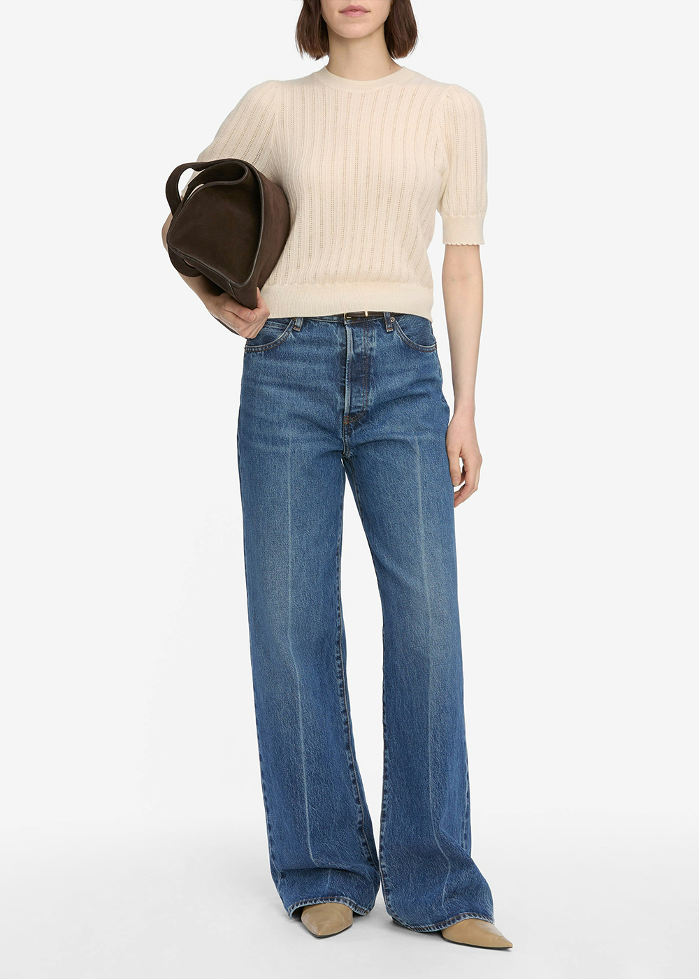 The Ladder Pointelle Sweater - Cream - FRAME Canada - Danali