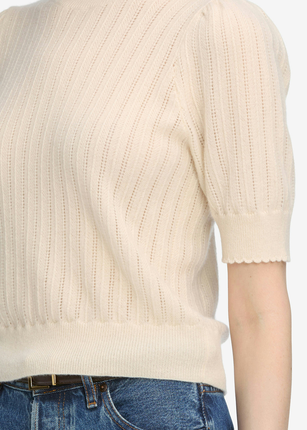The Ladder Pointelle Sweater - Cream - FRAME Canada - Danali