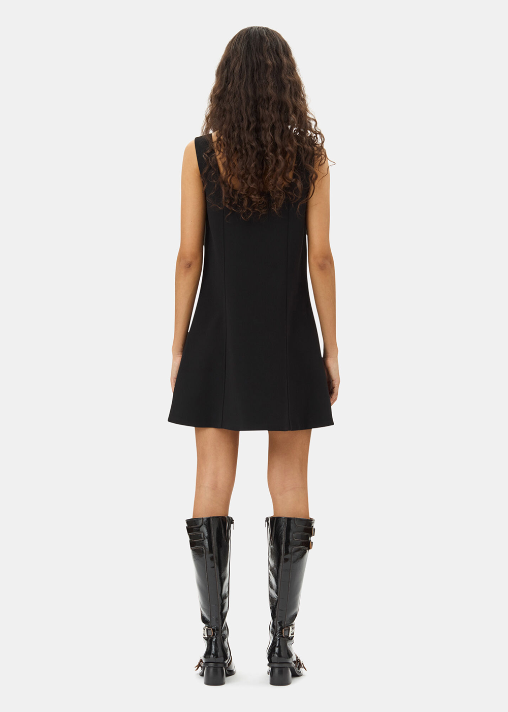 Black Bonded Crepe Mini Dress - Black - GANNI Canada - Danali