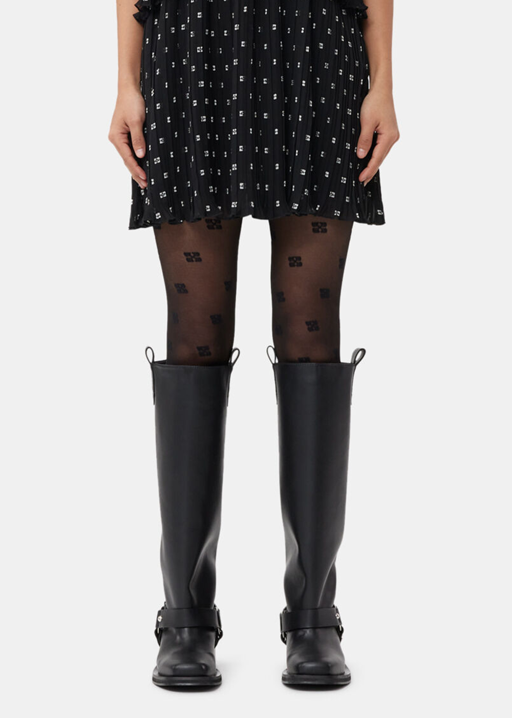 Black Butterfly Lace Tights - Black - GANNI Canada - Danali