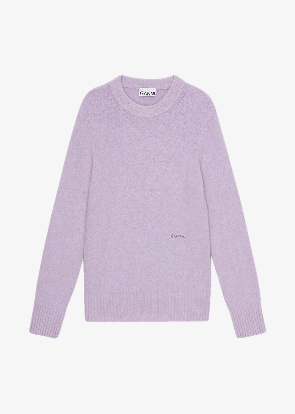 Brushed Alpaca O-Neck Sweater - Lavender Blue - GANNI Canada - Danali