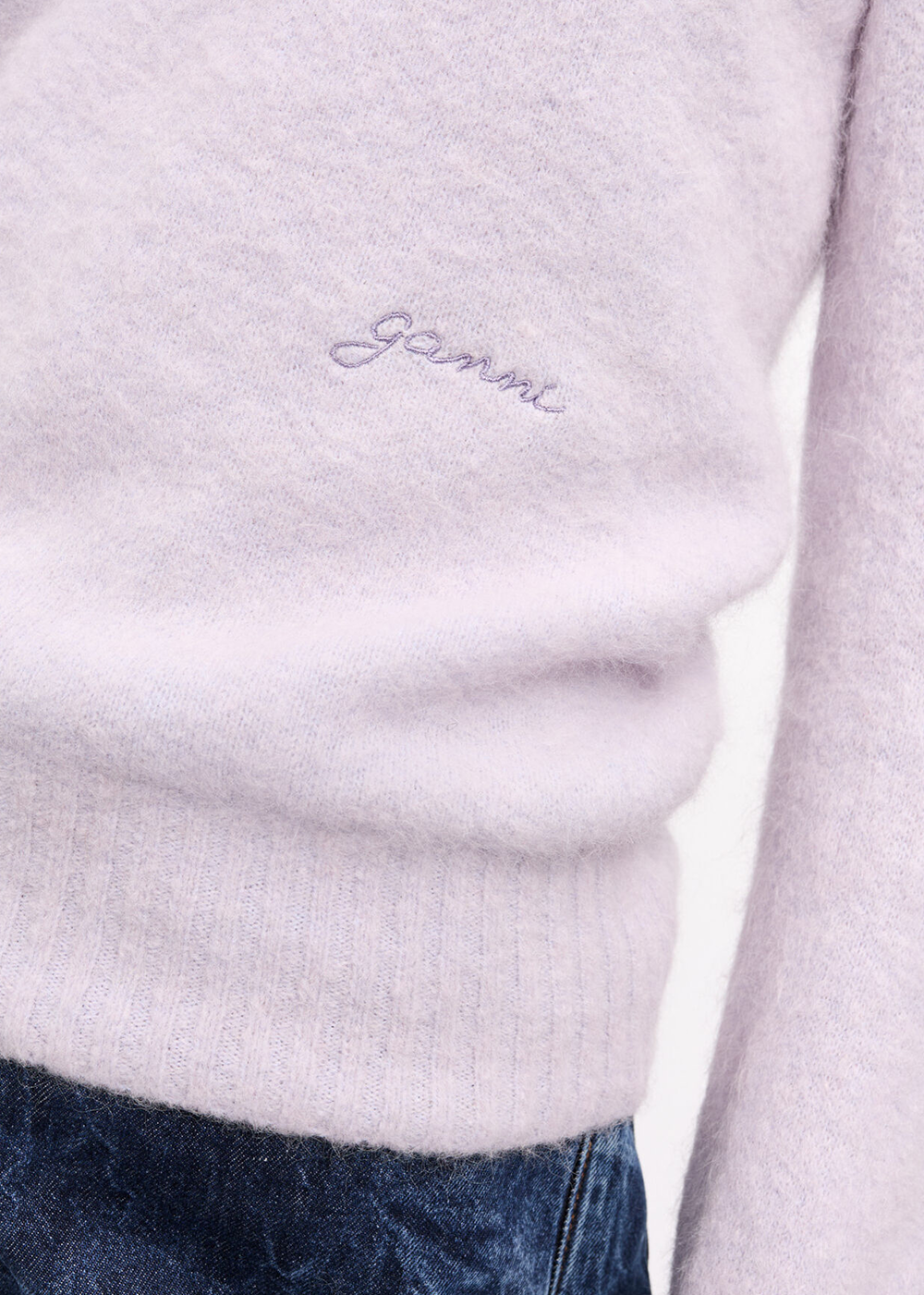 Brushed Alpaca O-Neck Sweater - Lavender Blue - GANNI Canada - Danali