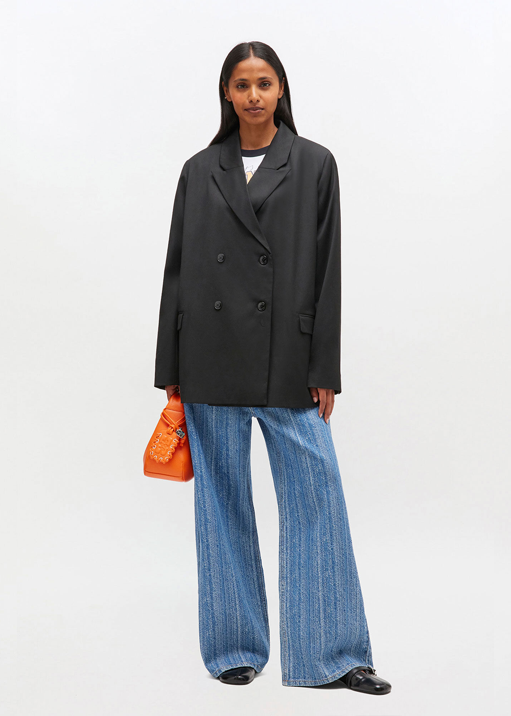 Calendered Wool Blazer- Black - GANNI Canada - Danali