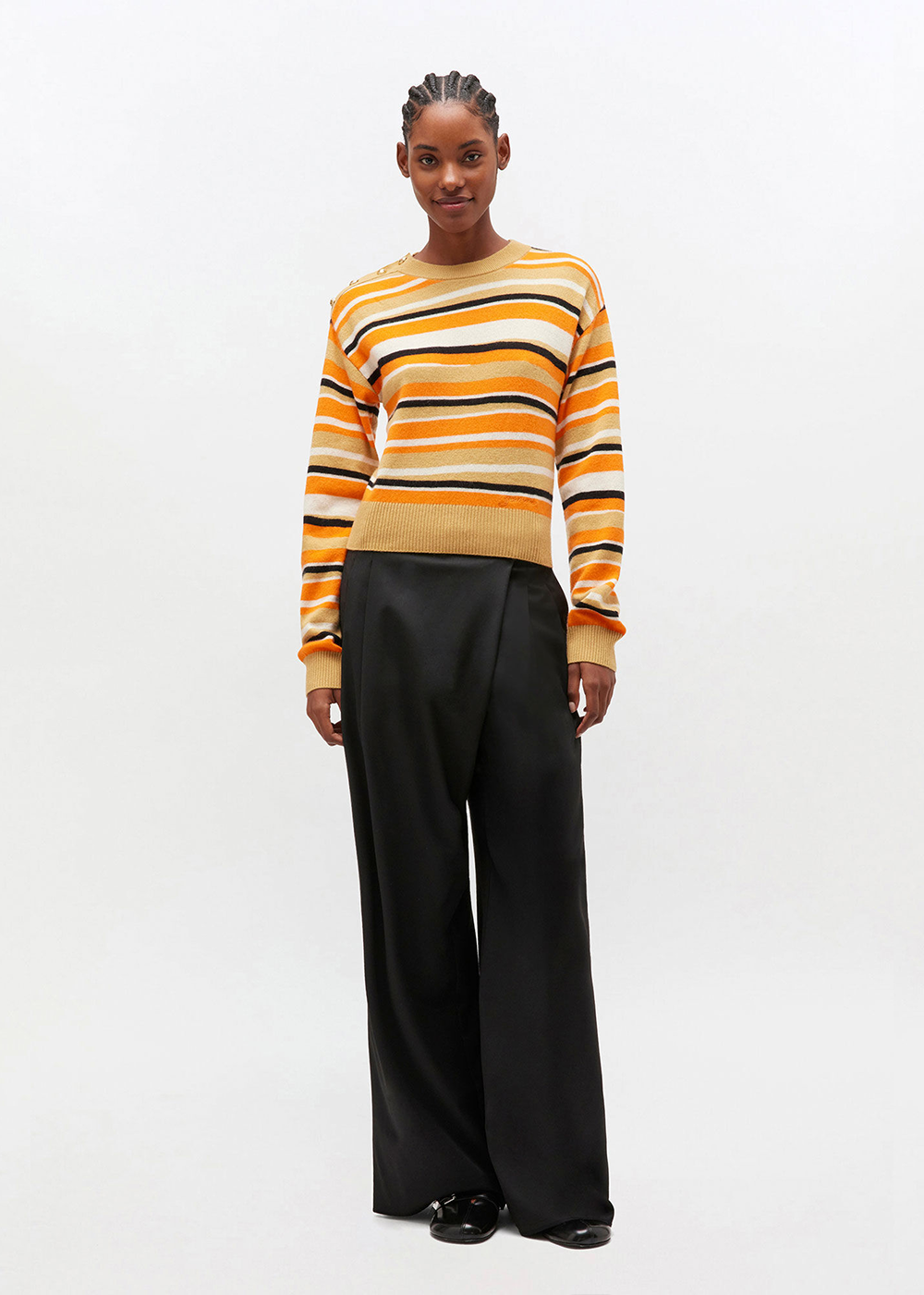 Calendered Wool Mid Waist Pants - Black - GANNI Canada - Danali