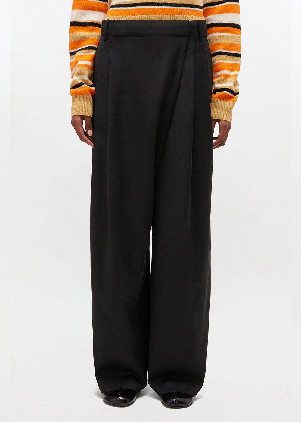 Calendered Wool Mid Waist Pants - Black - GANNI Canada - Danali