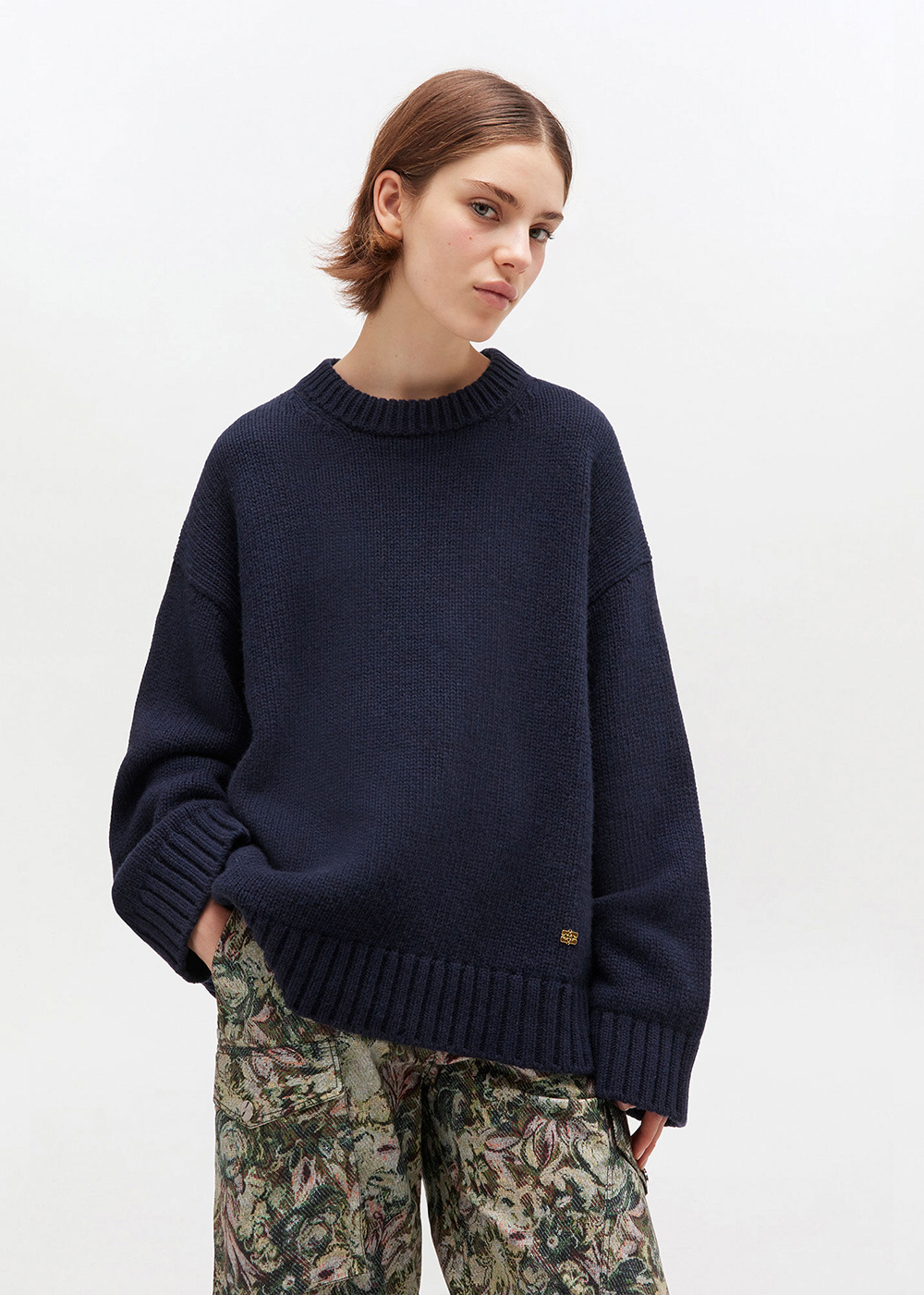 Chunky Wool Mix Sweater - Sky Captain - GANNI Canada - Danali