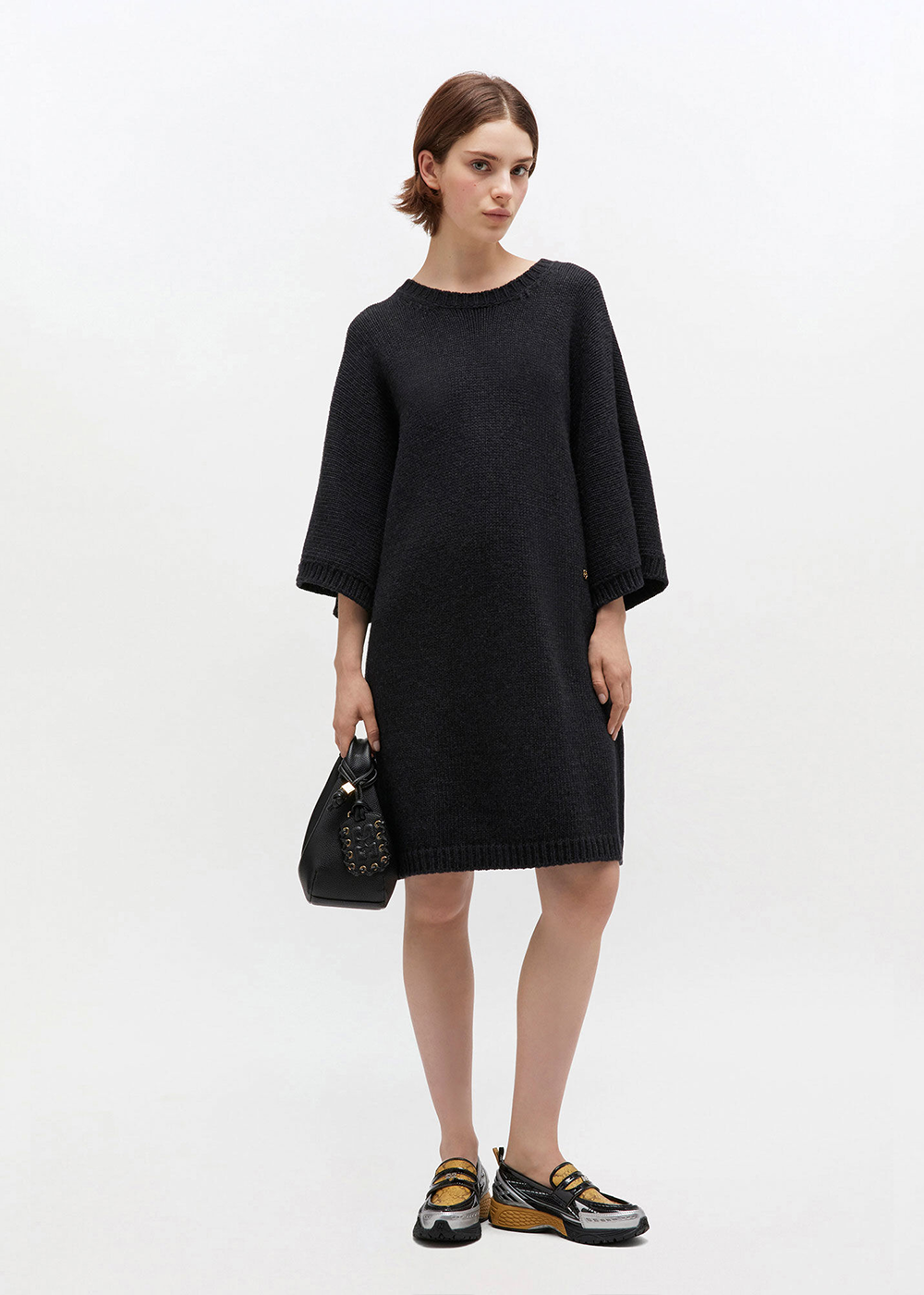 Chunky Wool Mix T-Shirt Dress - Phantom - GANNI Canada - Danali