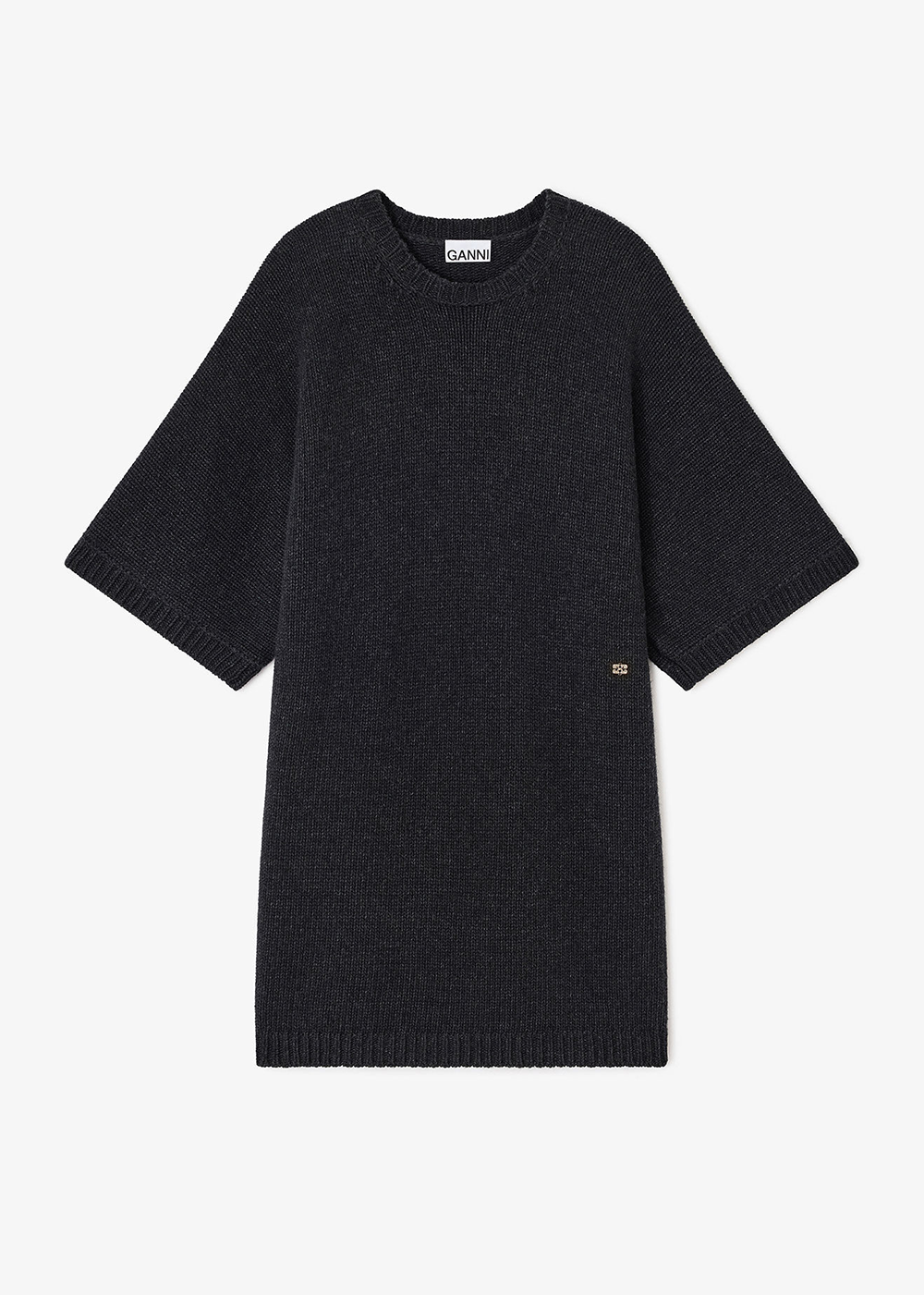Chunky Wool Mix T-Shirt Dress - Phantom - GANNI Canada - Danali