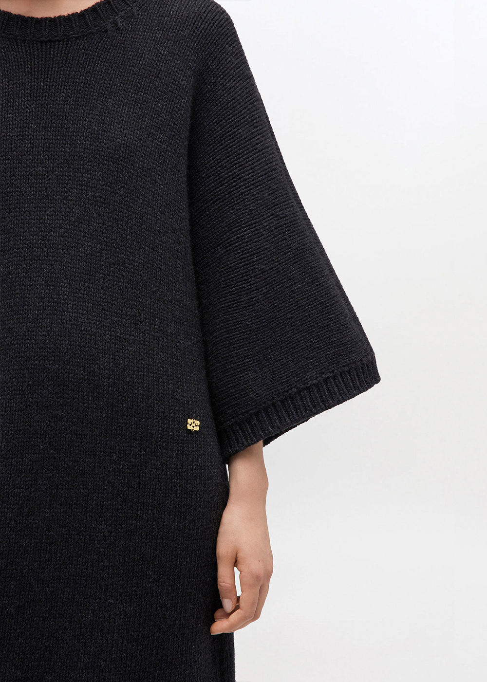 Chunky Wool Mix T-Shirt Dress - Phantom - GANNI Canada - Danali