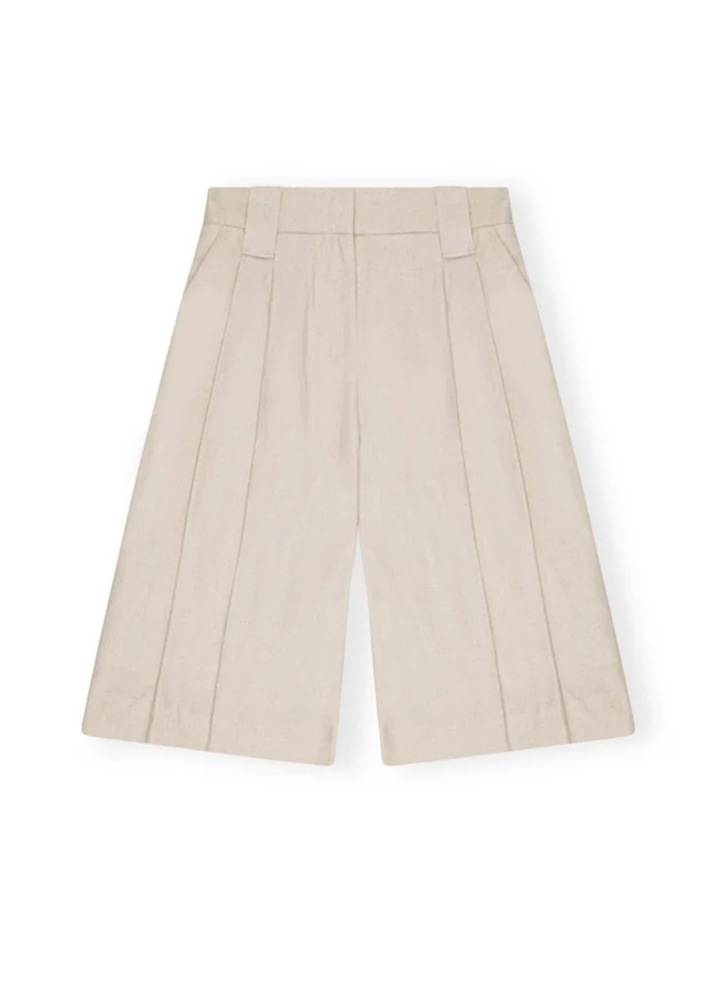 Cotton Melange Tailoring Wide Shorts - Angora - GANNI Canada - Danali