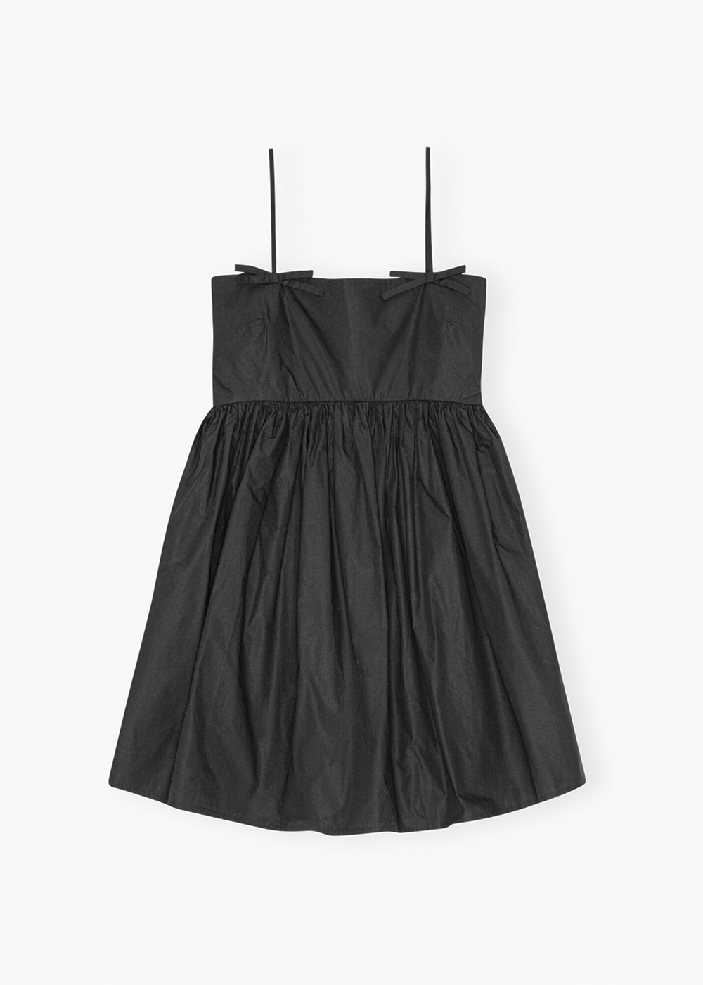 Cotton Poplin Strap Mini Dress - Black - GANNI Canada - Danali