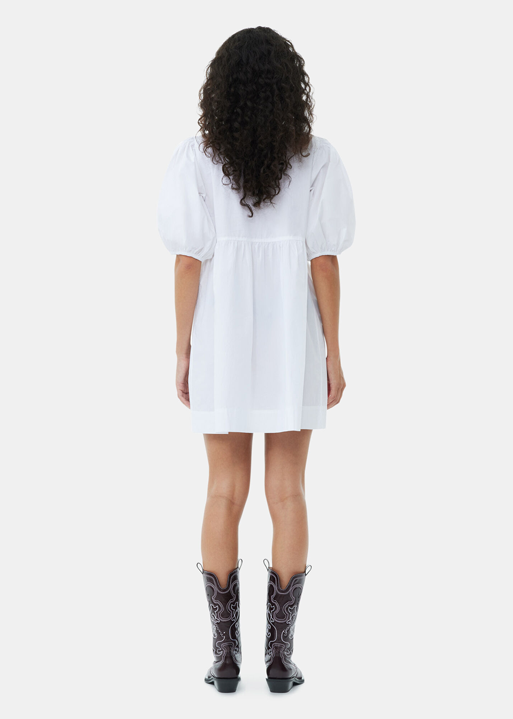 Cotton Poplin Tie String Mini Dress - Bright White - GANNI Canada - Danali