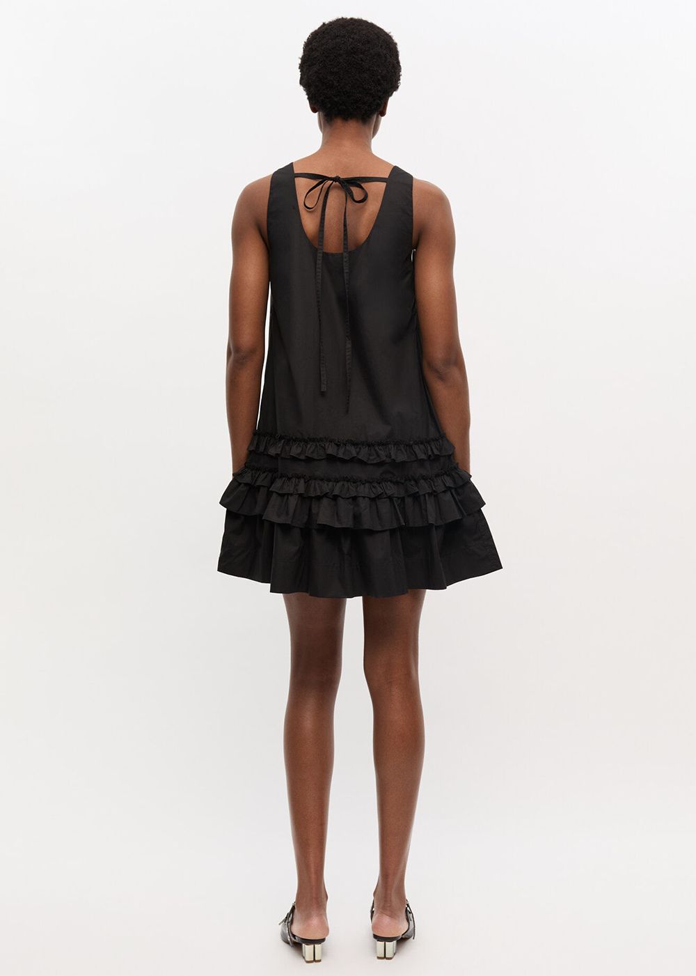 Cotton Poplin U-Neck Mini Dress - Black - GANNI Canada - Danali