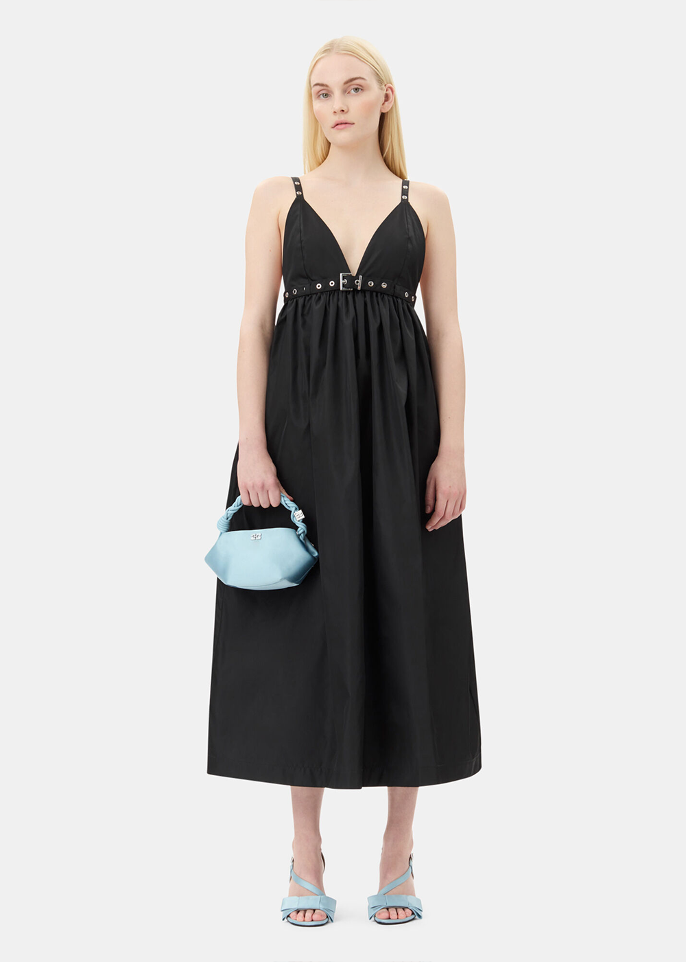 Duchesse Nylon Strap Dress - Black - GANNI Canada - Danali