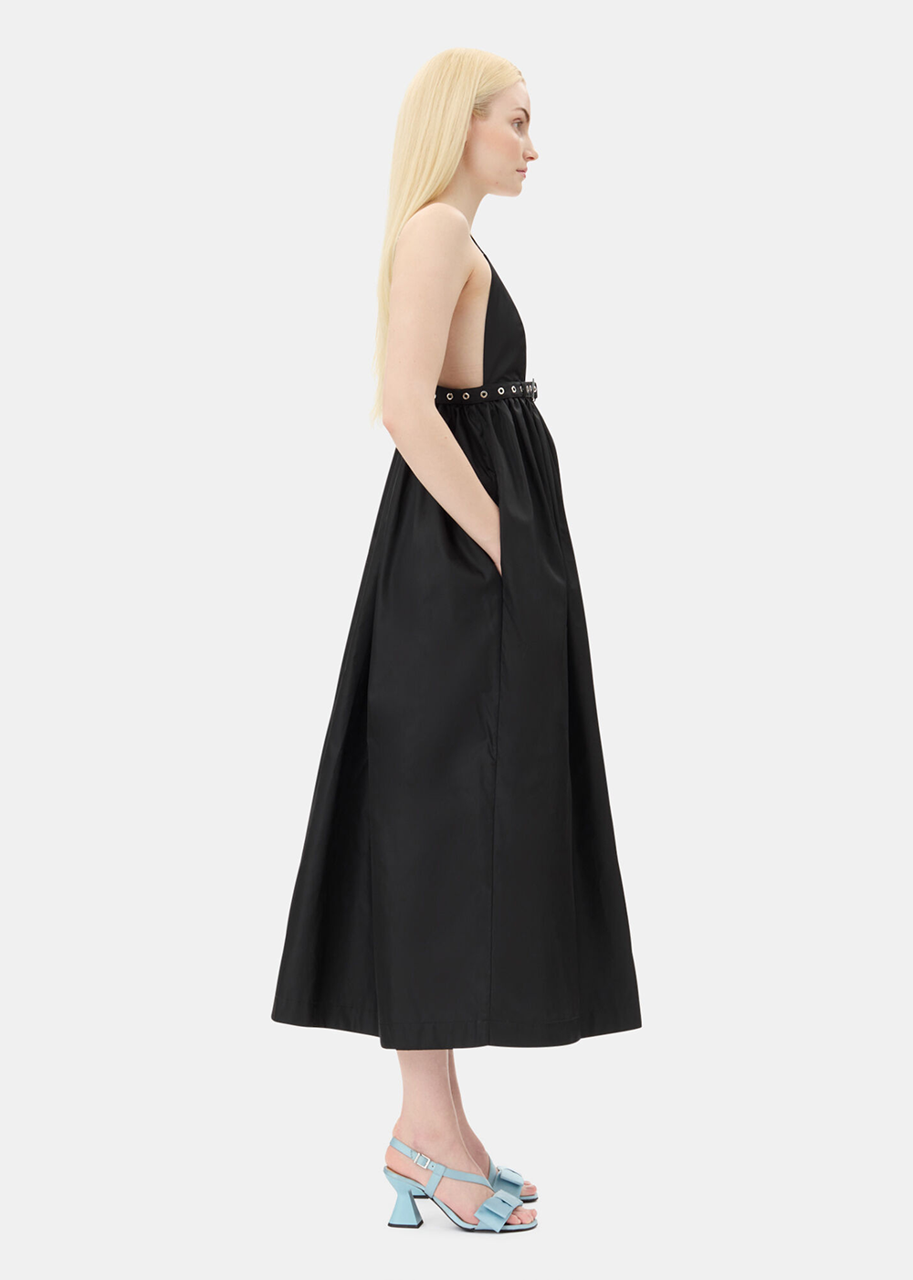 Duchesse Nylon Strap Dress - Black - GANNI Canada - Danali