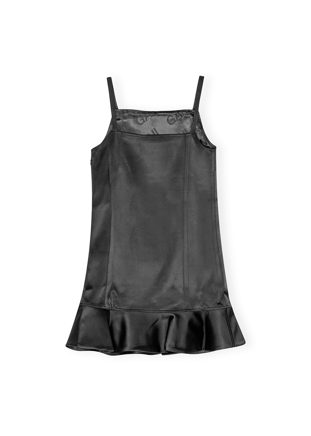 Duchesse Satin Mini Dress - Black - GANNI Canada - Danali