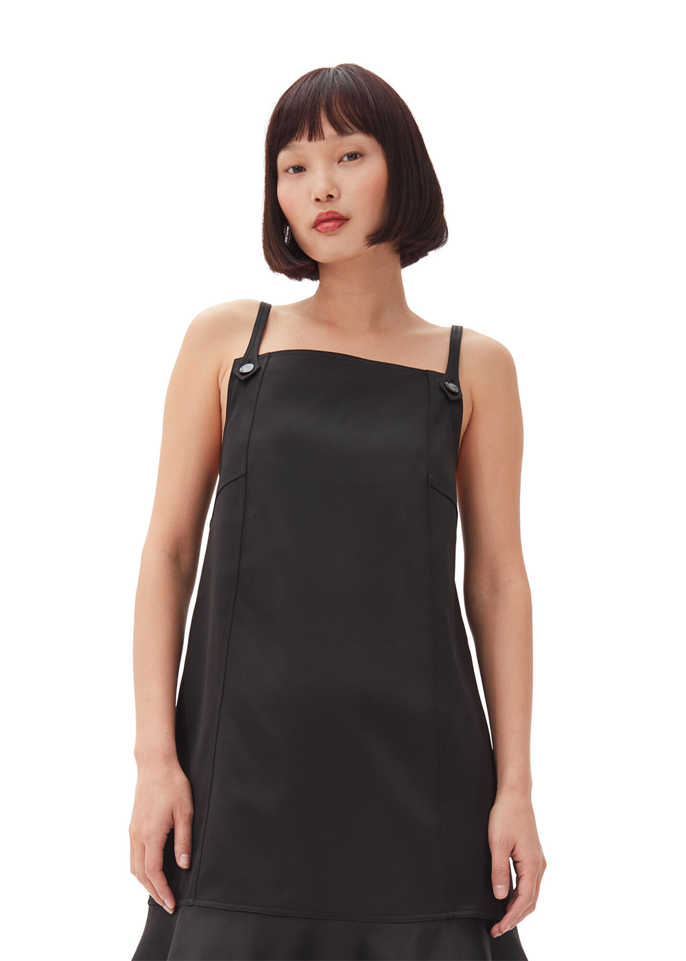 Duchesse Satin Mini Dress - Black - GANNI Canada - Danali