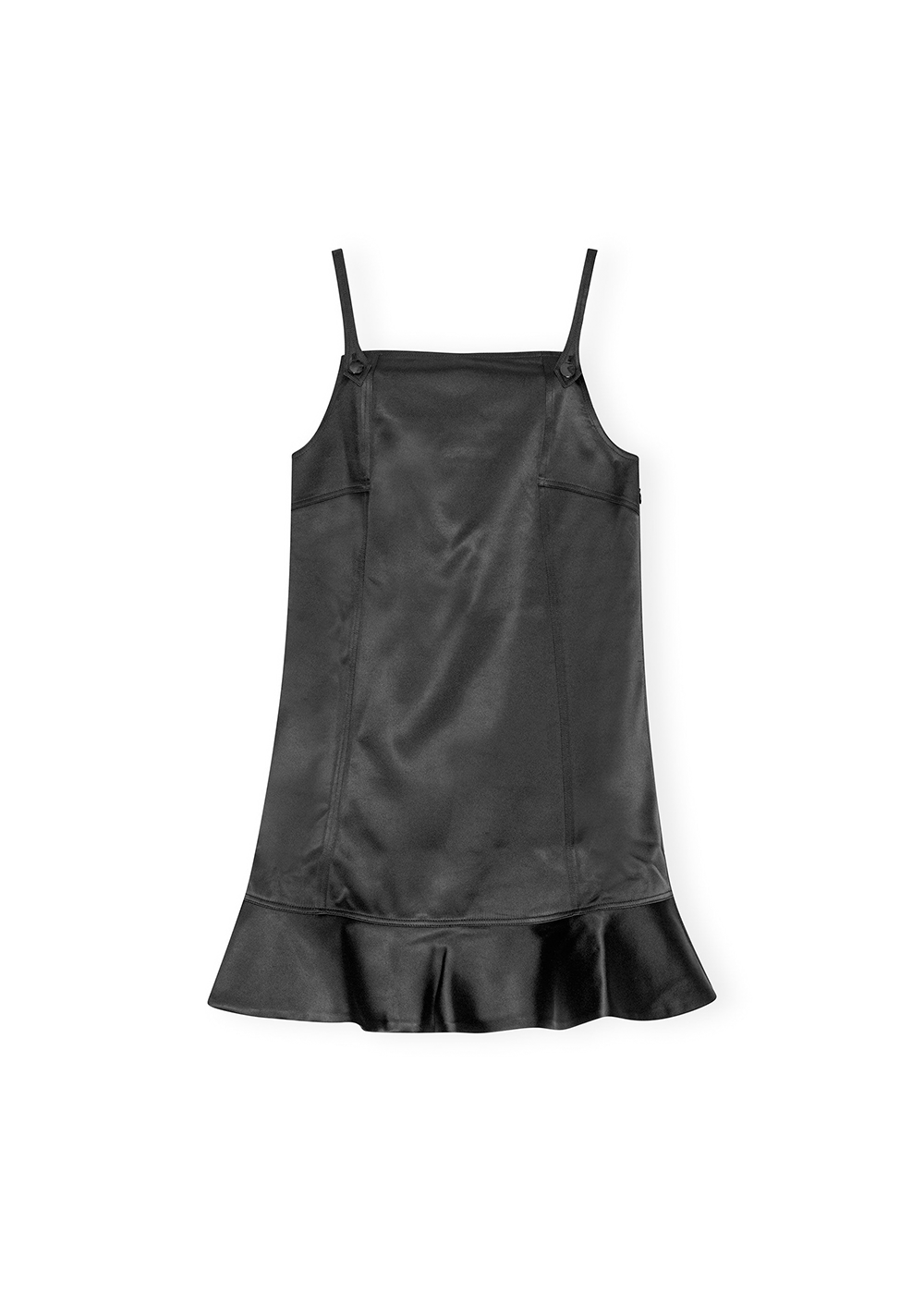 Duchesse Satin Mini Dress - Black - GANNI Canada - Danali