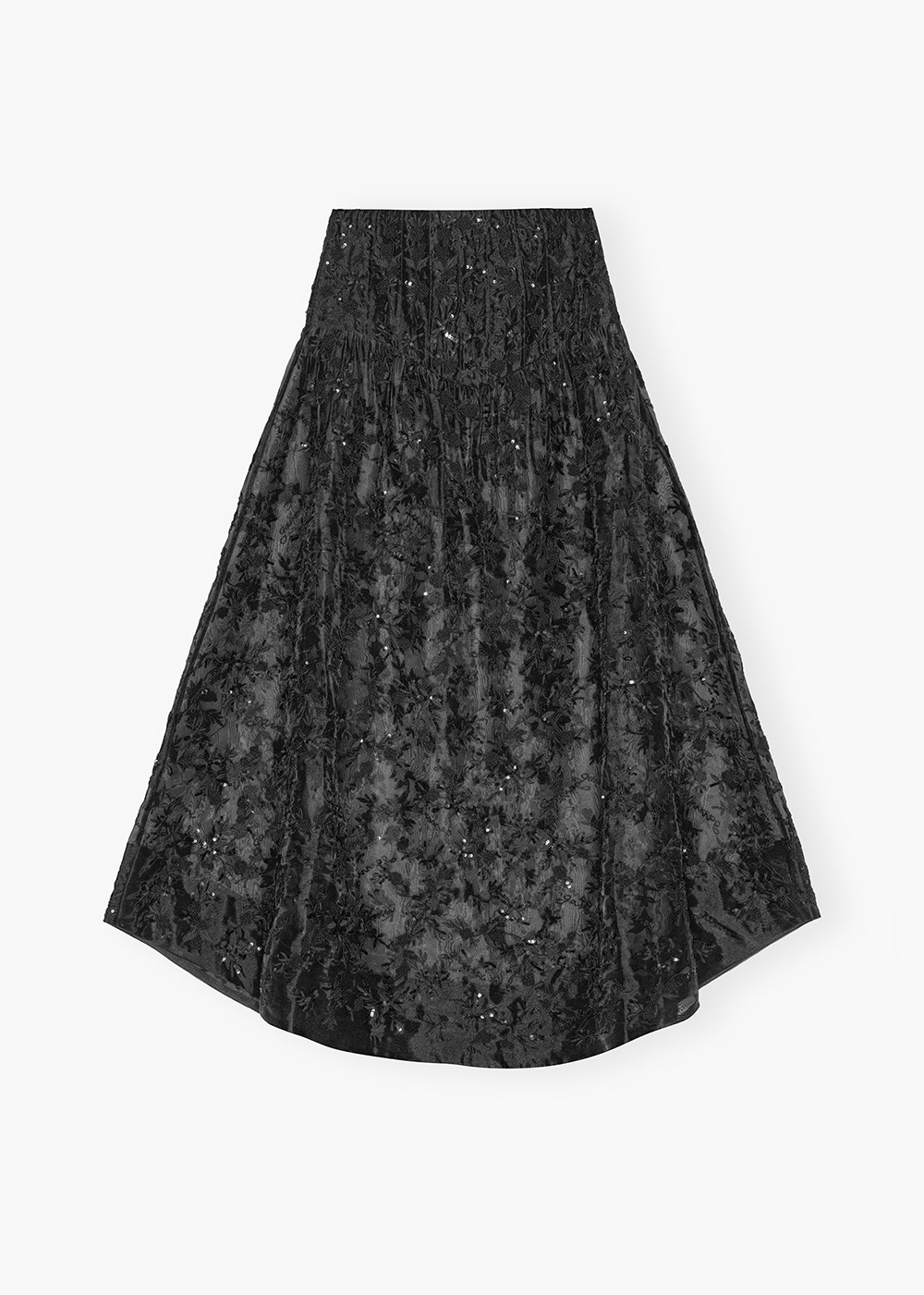 GANNI Embellished Technical Organza Long Skirt Black - GANNI Canada - Danali