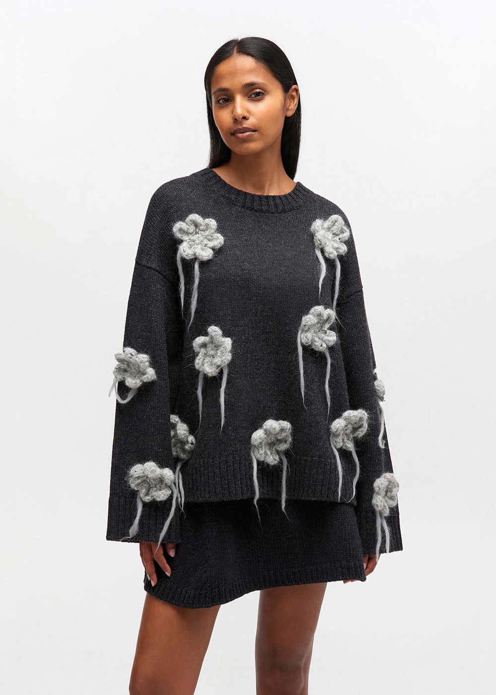 Flower Crochet Sweater - Phantom - GANNI Canada - Danali