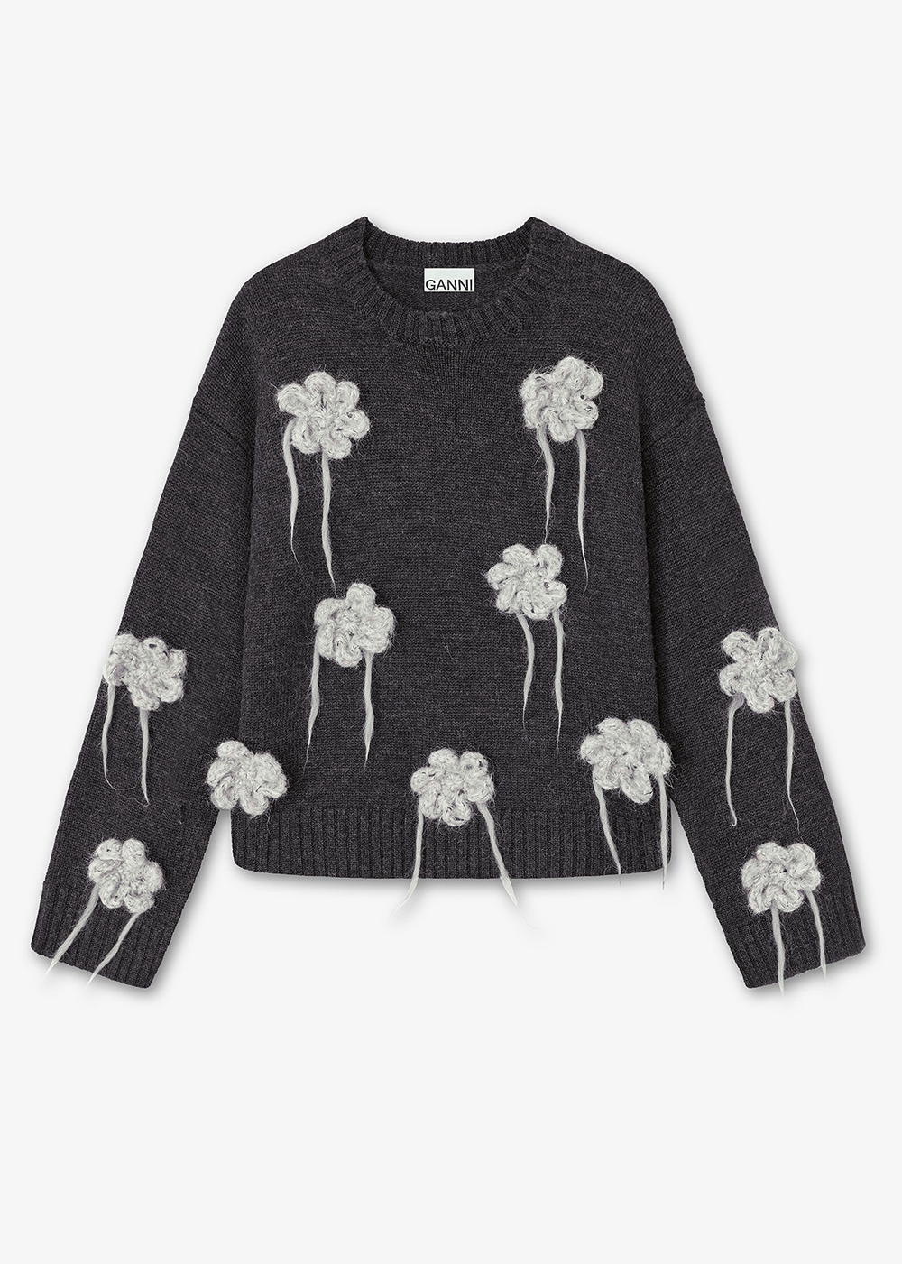 Flower Crochet Sweater - Phantom - GANNI Canada - Danali