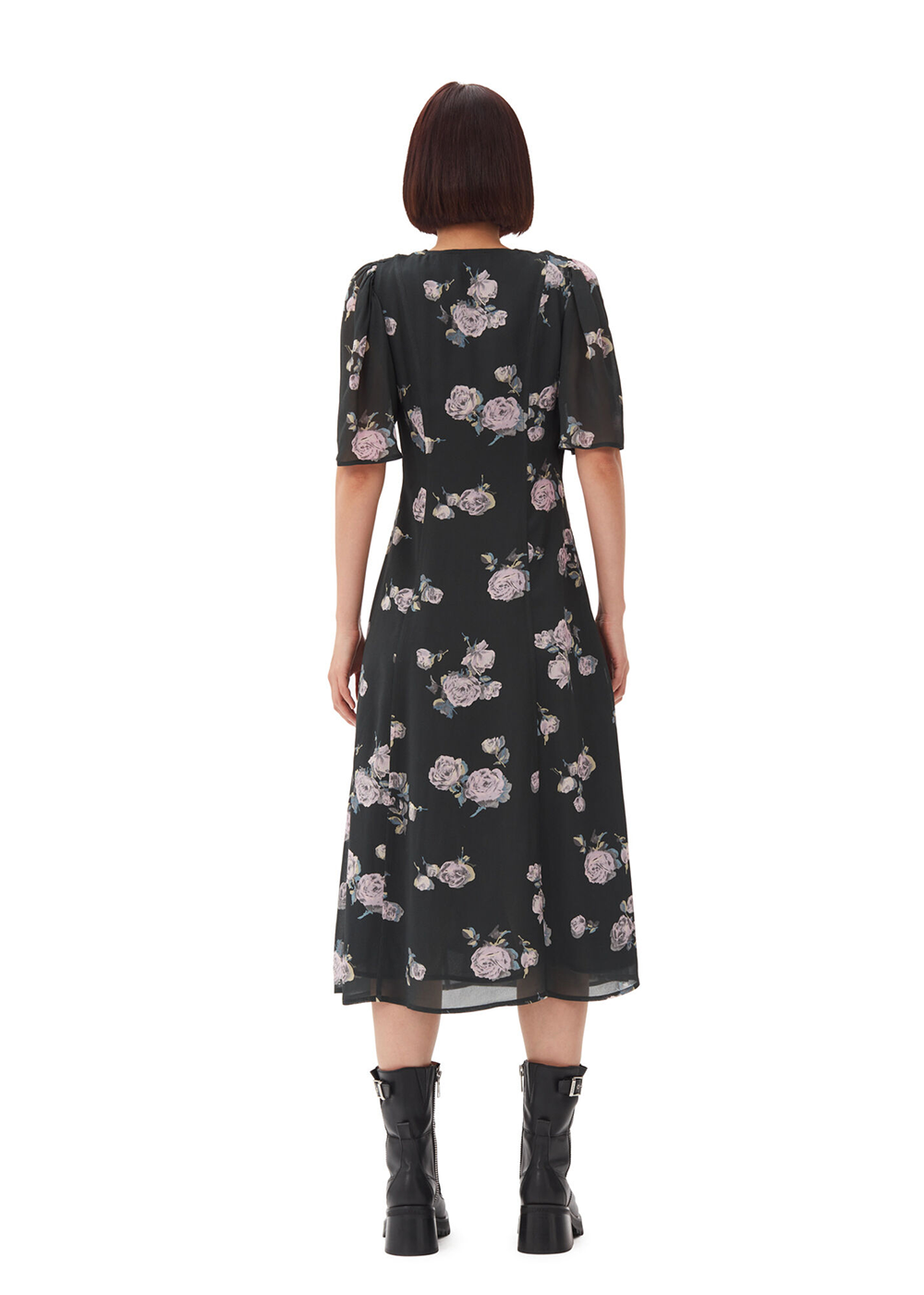 Fluid Crepe Wrap Midi Dress - Climbing Ivy - GANNI Canada - Danali