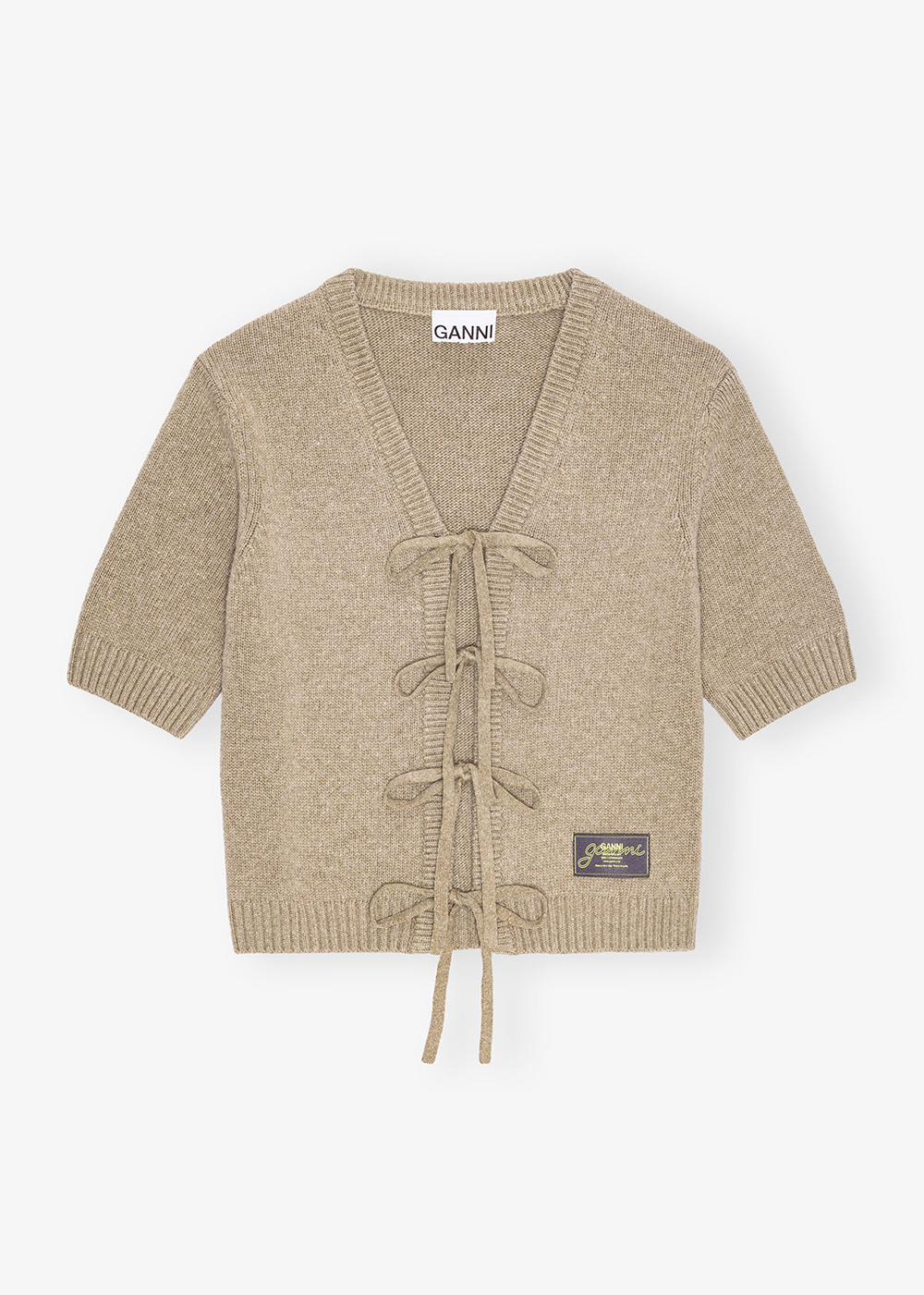 Future Wool Mix Short Sleeve Cardigan - Dusty Olive - GANNI Canada - Danali