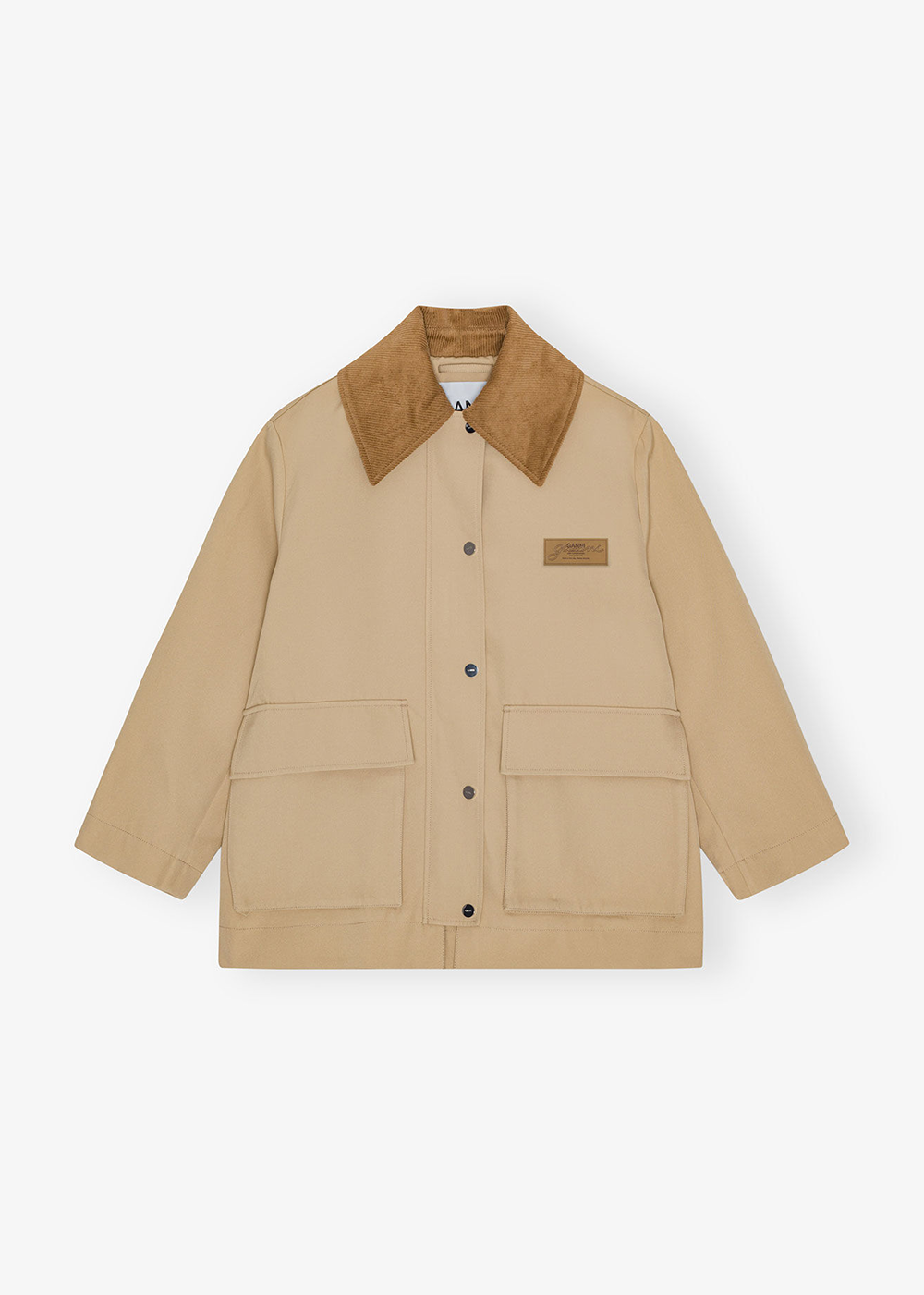 GANNI Heavy Twill Midi Jacket Pale Khaki - GANNI Canada - Danali