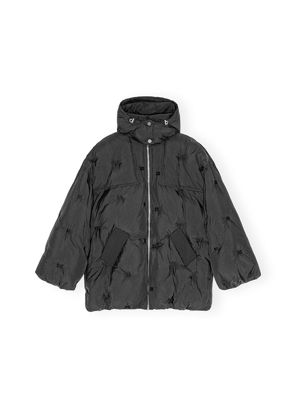 Nylon Tech Puffer Midi Jacket - Black - GANNI Canada - Danali