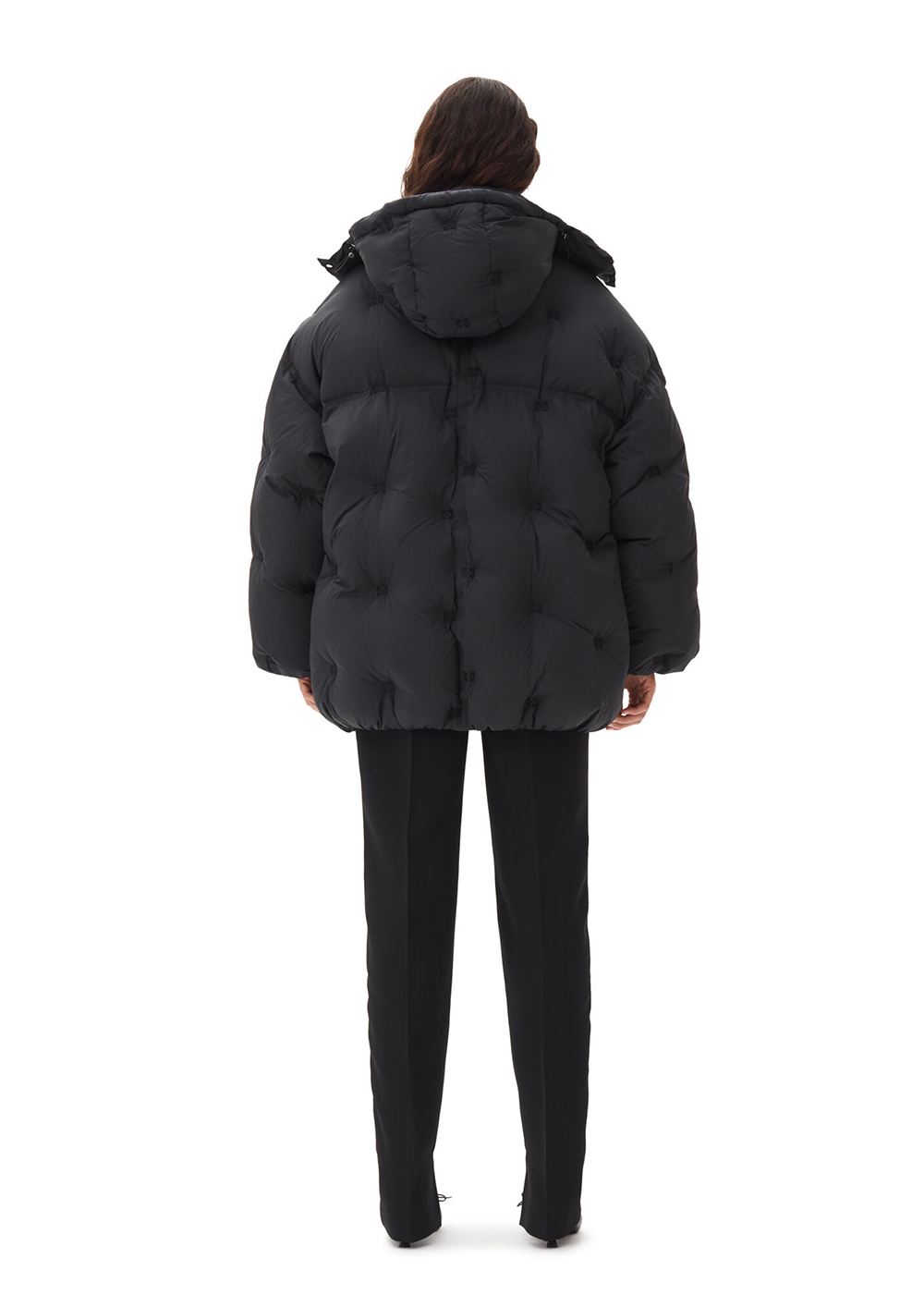 Nylon Tech Puffer Midi Jacket - Black - GANNI Canada - Danali