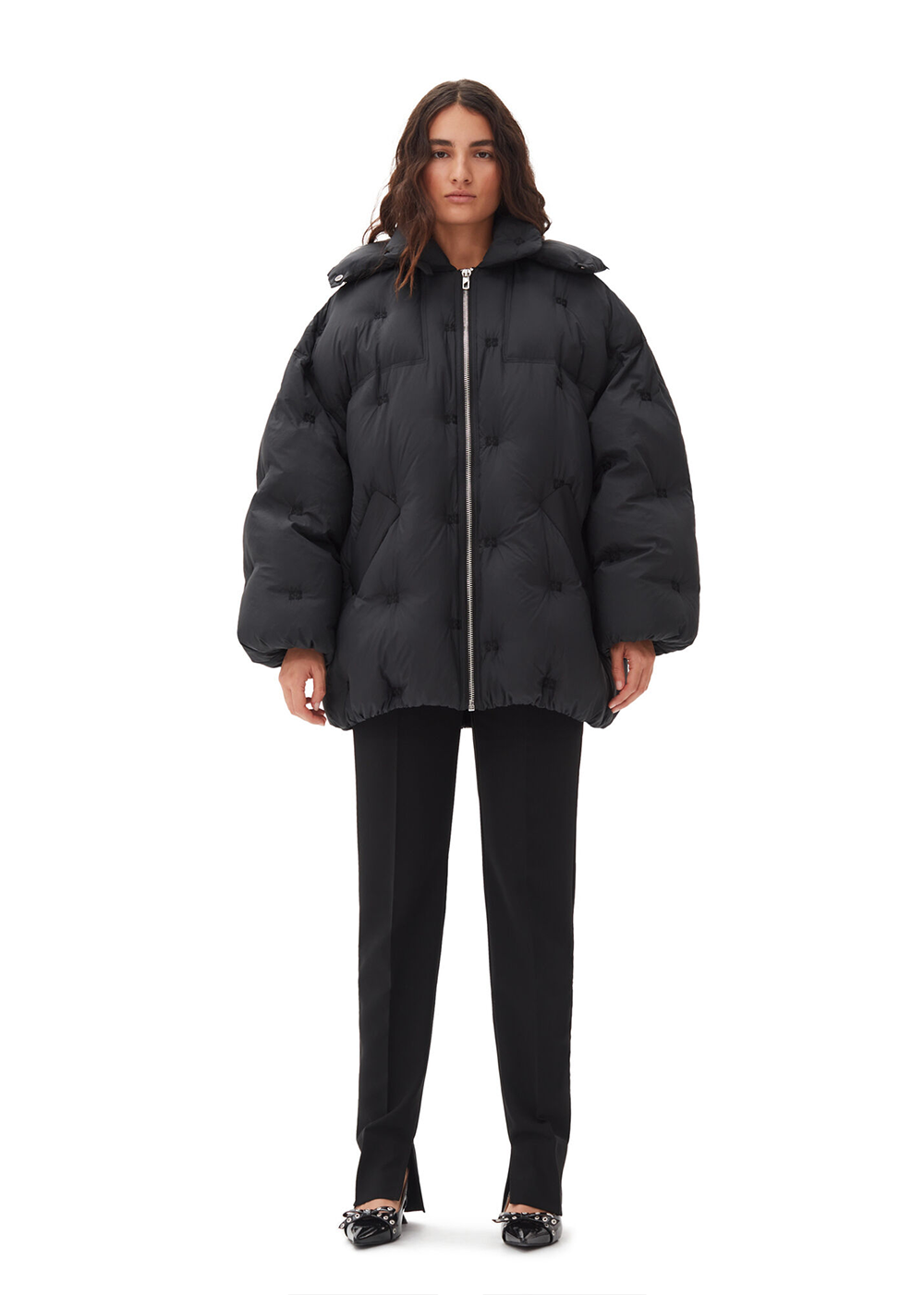 Nylon Tech Puffer Midi Jacket - Black - GANNI Canada - Danali