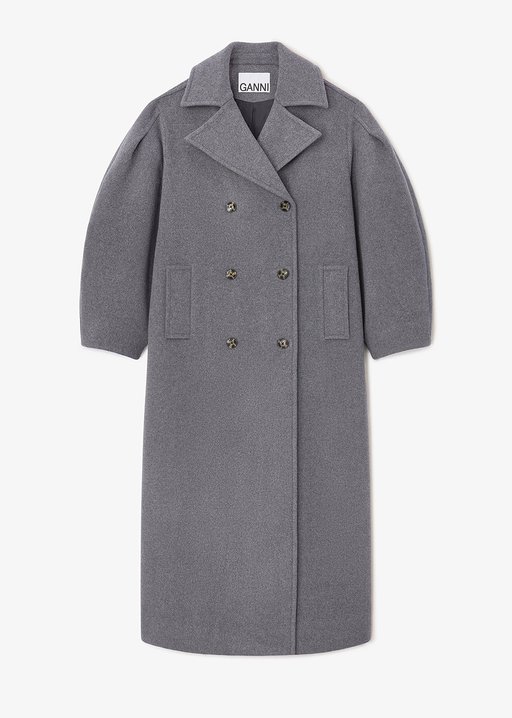 Peacoat Wool Long Coat - Pewter - GANNI Canada - Danali