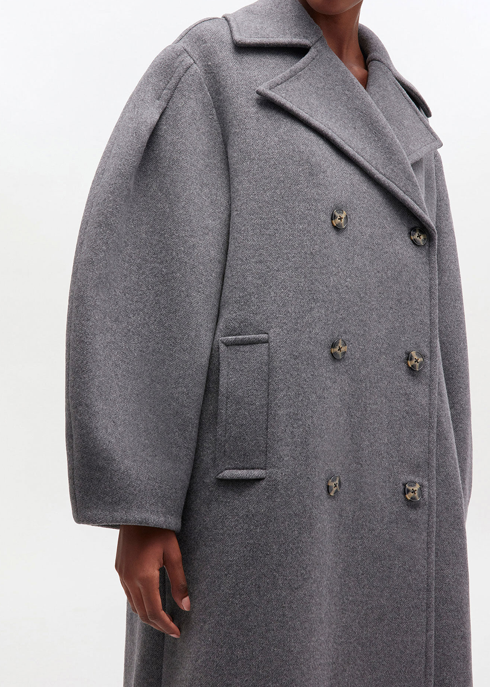 Peacoat Wool Long Coat - Pewter - GANNI Canada - Danali