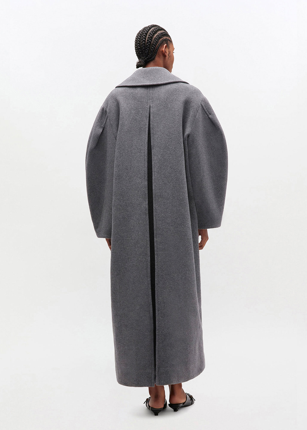 Peacoat Wool Long Coat - Pewter - GANNI Canada - Danali