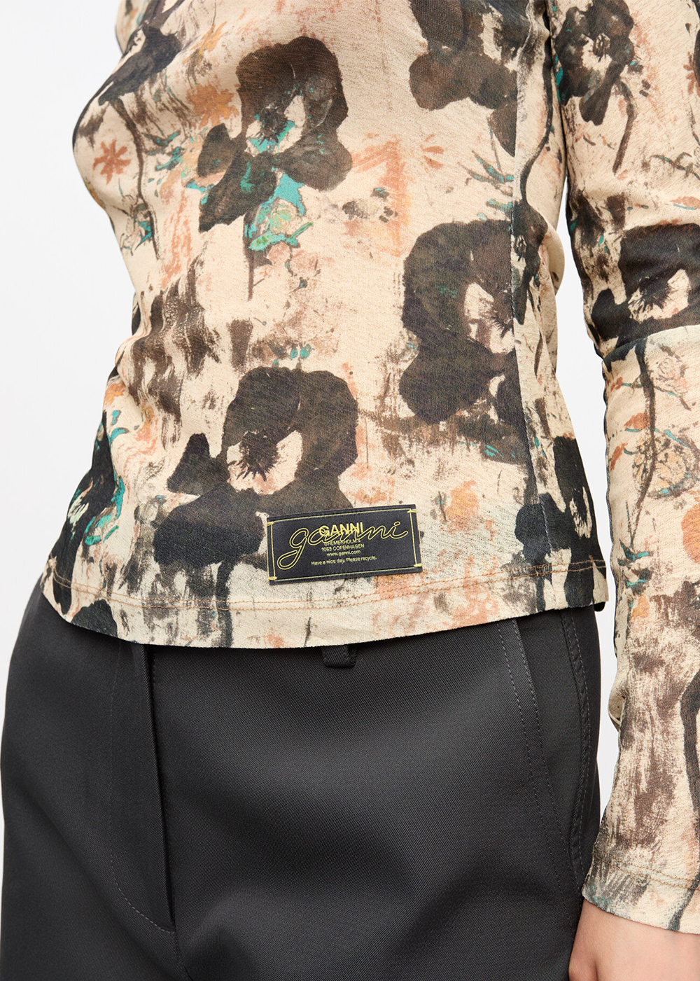 Printed Marl Mesh Long Sleeve Top - Afterglow - GANNI Canada - Danali
