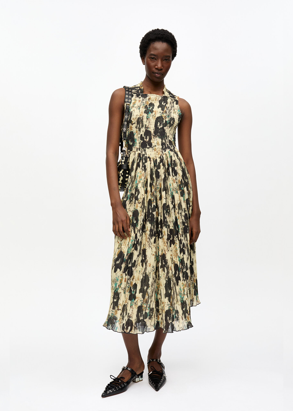 Printed Pleats Smock Midi Dress - Afterglow - GANNI Canada - Danali