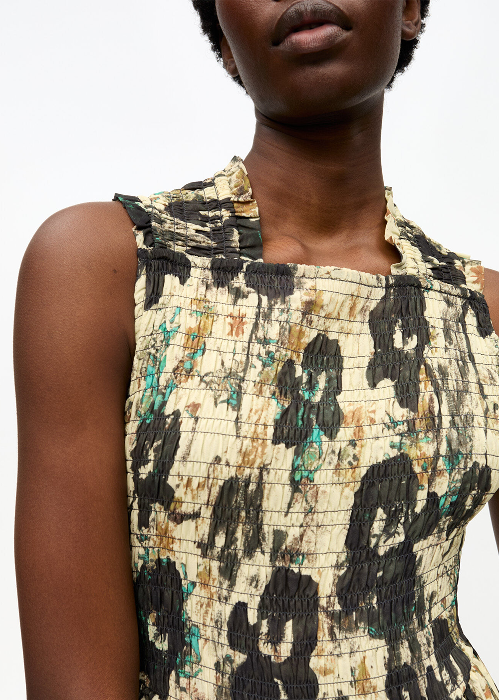 Printed Pleats Smock Midi Dress - Afterglow - GANNI Canada - Danali