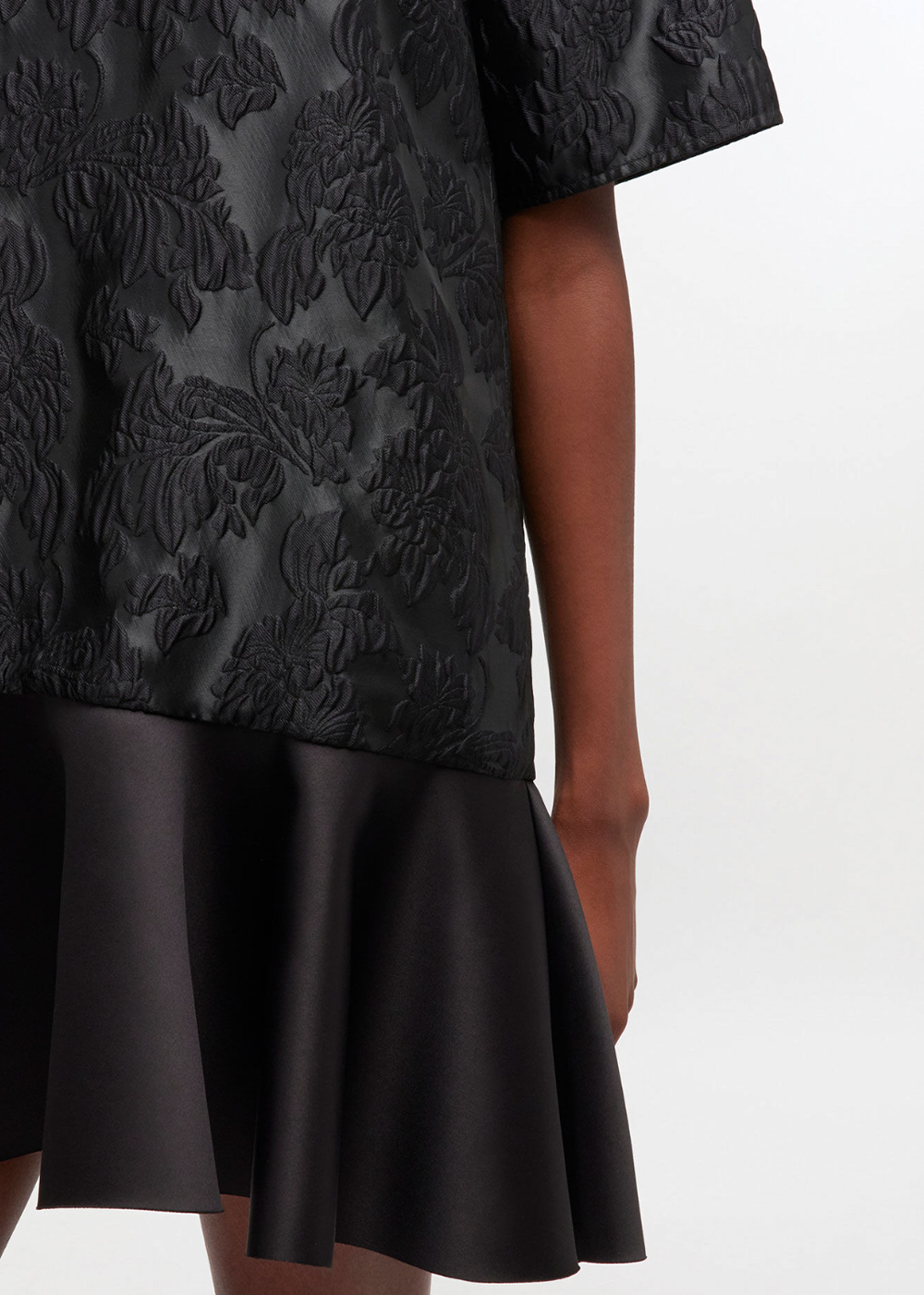 Satin Cloque Mini V-Neck Dress - Black - GANNI Canada - Danali